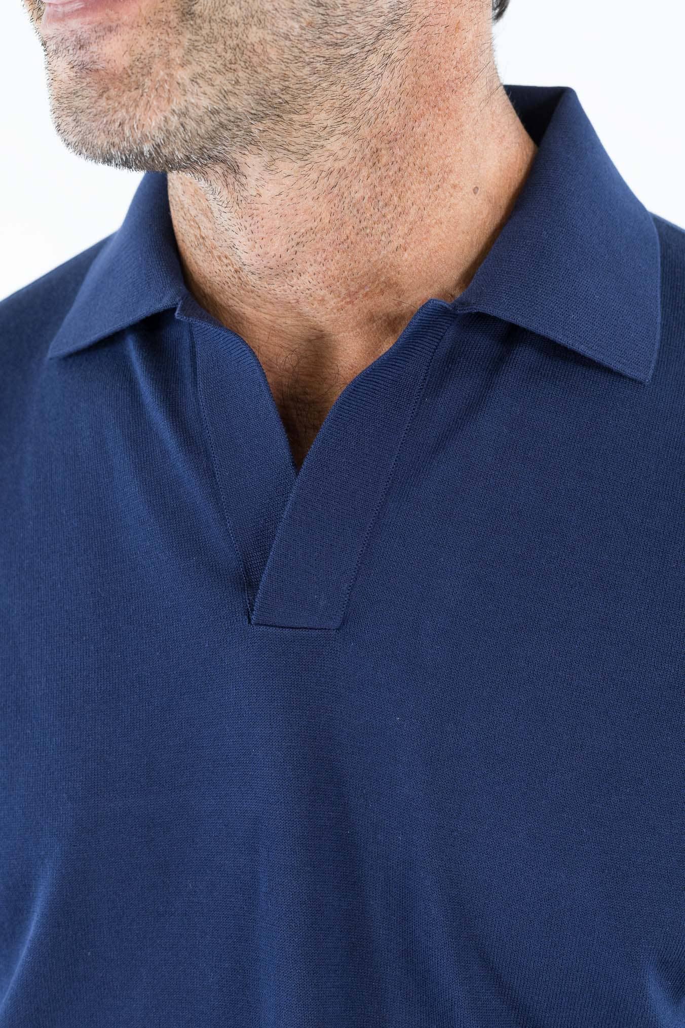 GUARINO Polo Skipper Cotone Crêpe Blu Royal
