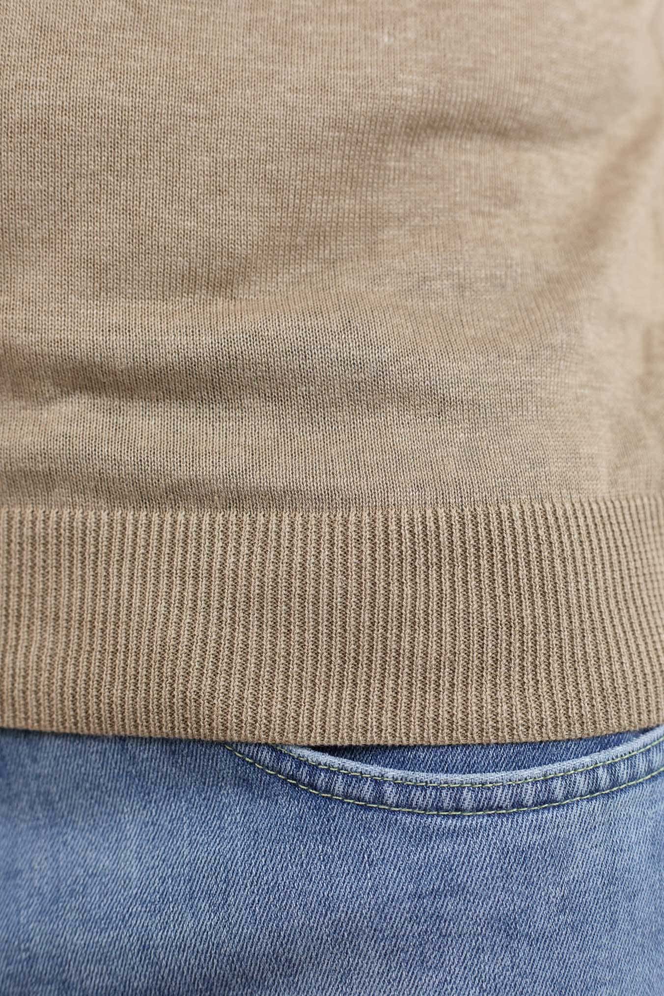 GUARINO Polo Maniche Corte Seta Lino Beige