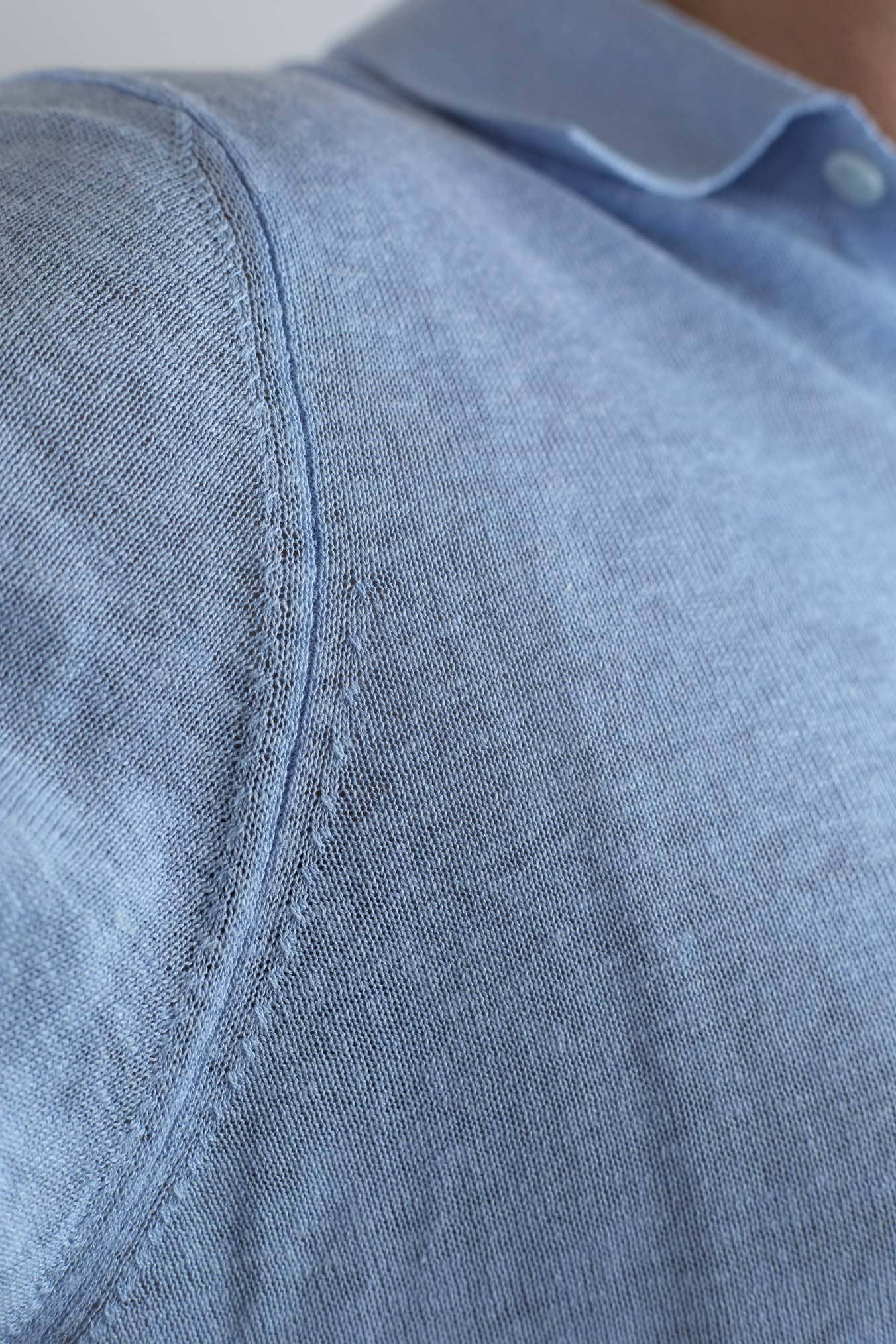 GUARINO Polo Maniche Corte Seta Lino Celeste