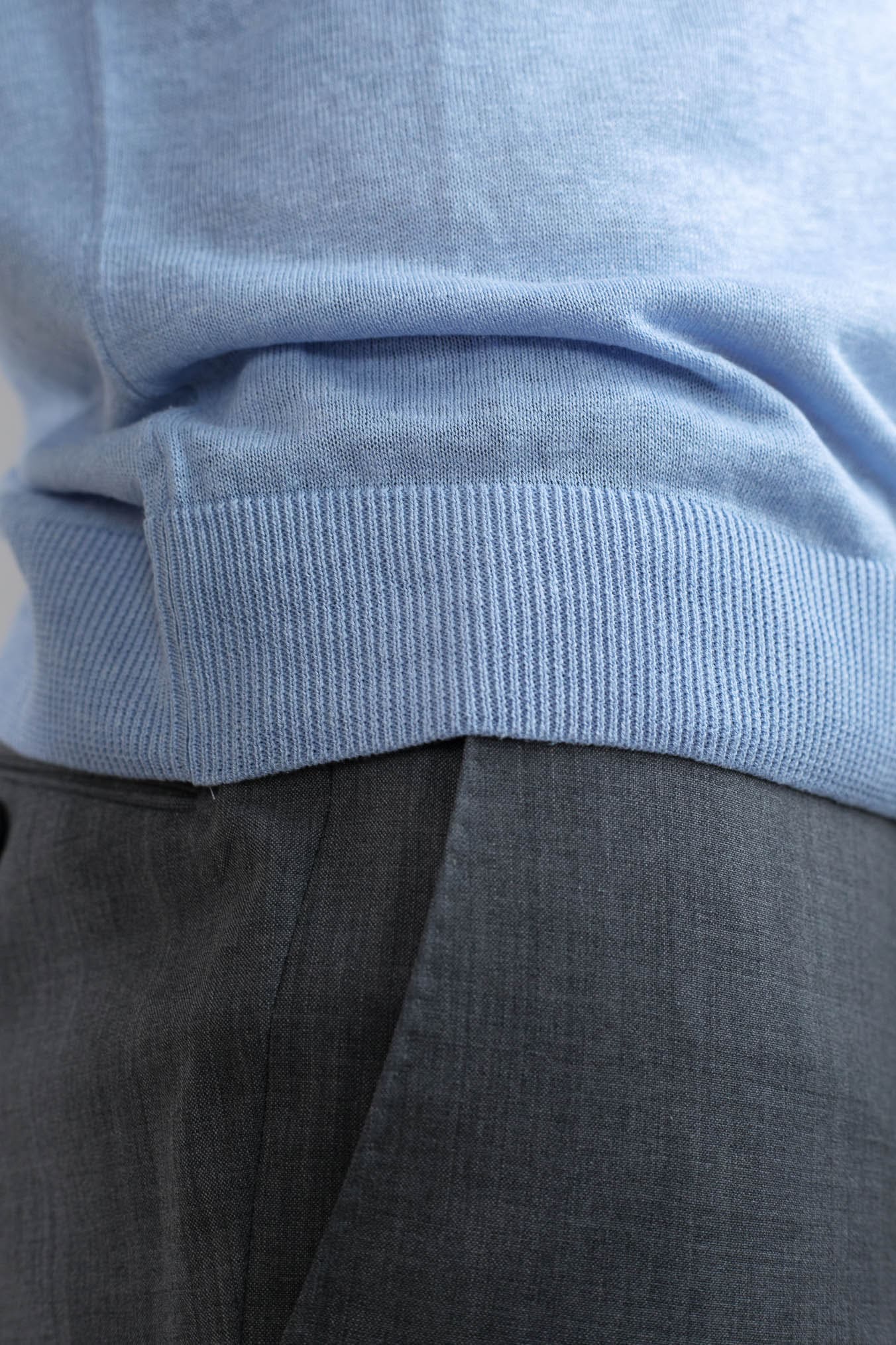 GUARINO Polo Maniche Corte Seta Lino Celeste