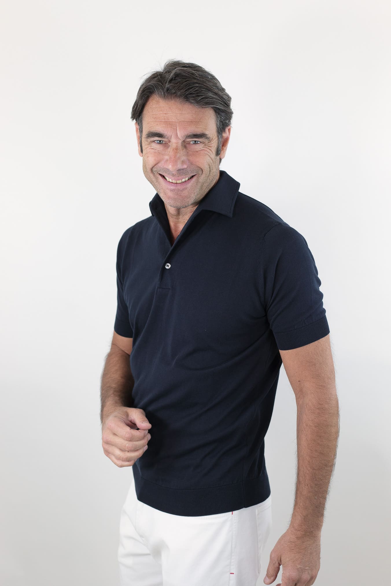 GUARINO Polo Paramontura Cotone Blu Navy