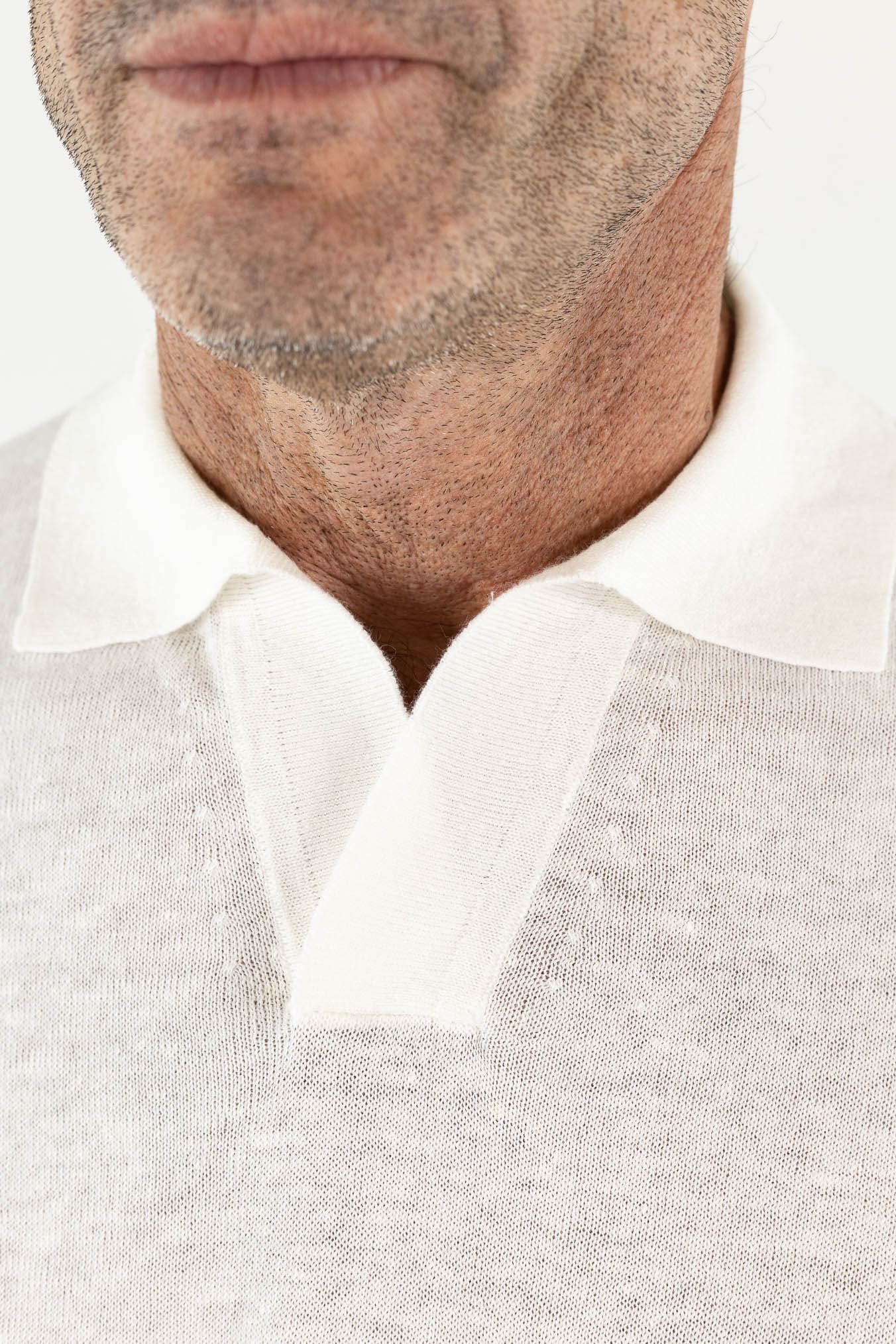 GUARINO Polo Skipper Lino Cotone Bianco
