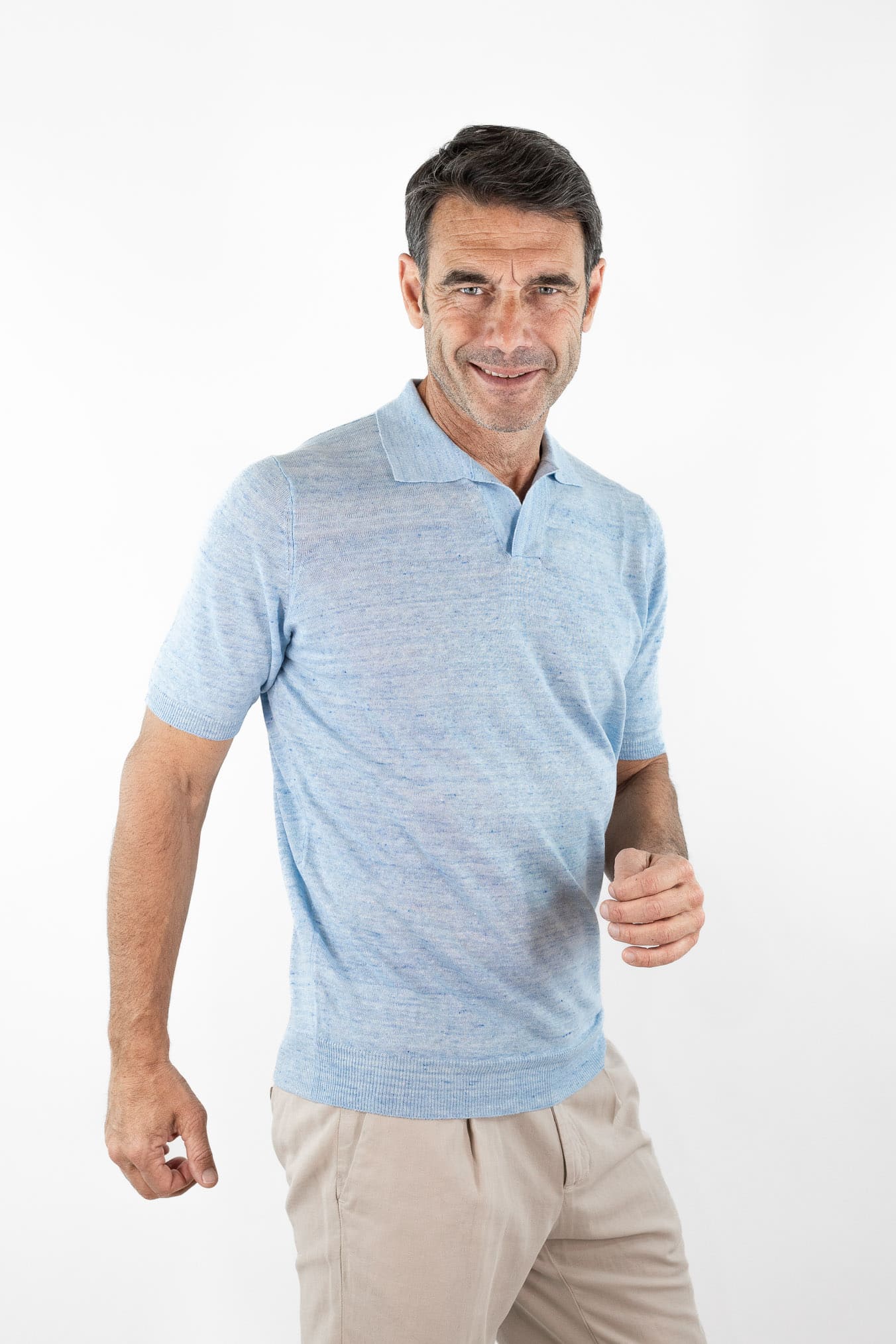 GUARINO Polo Skipper Lino Cotone Celester