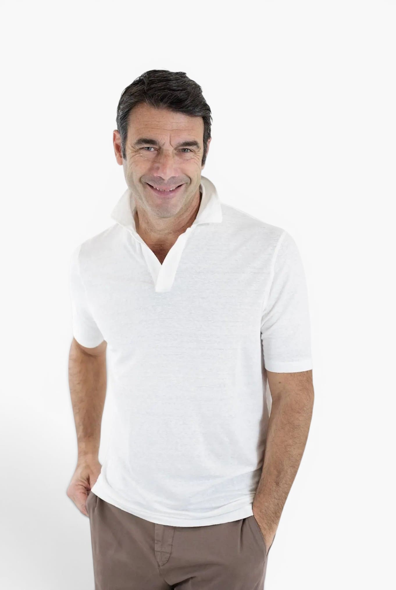 GUARINO Polo Skipper Jersey Lino Bianco