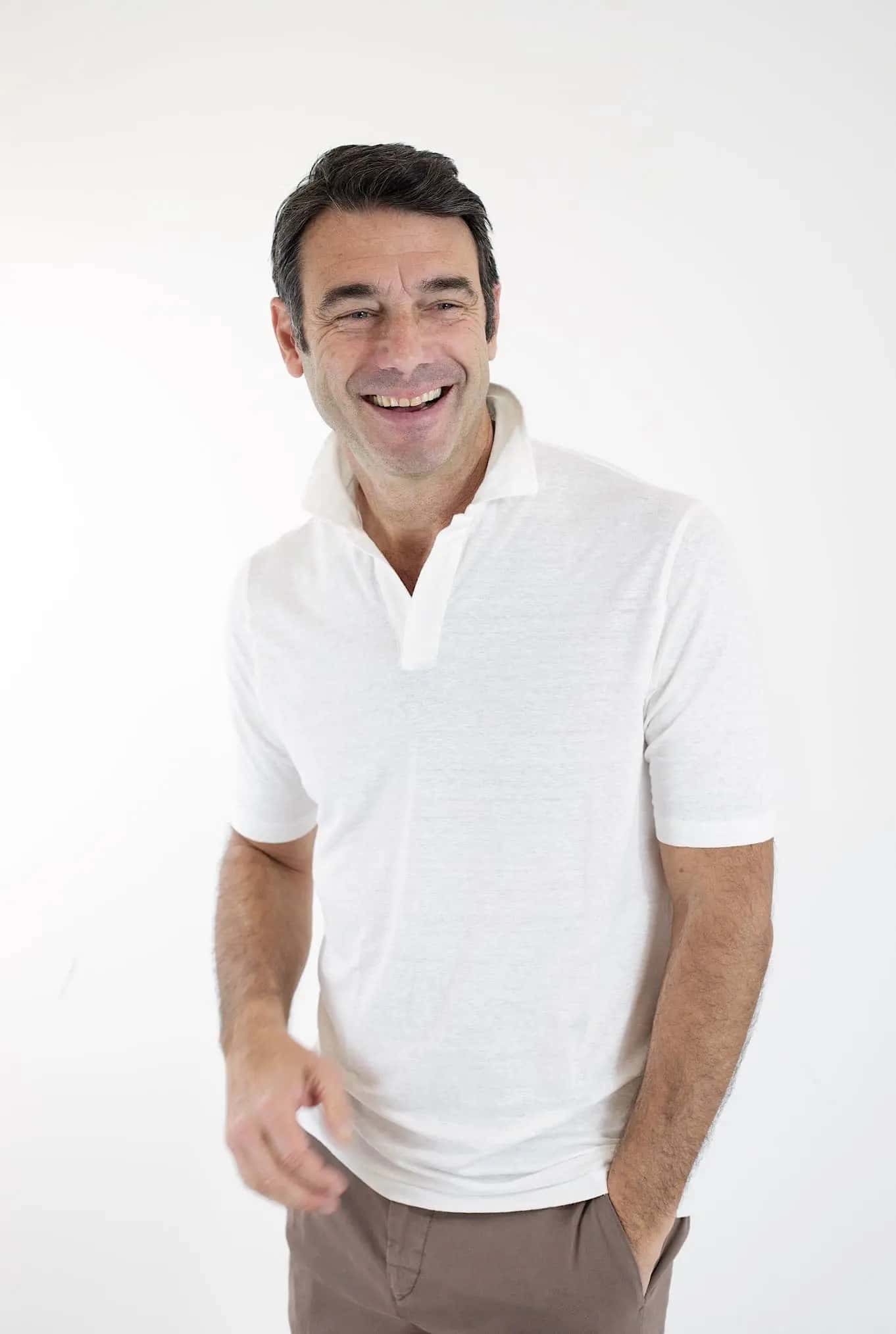 GUARINO Polo Skipper Jersey Lino Bianco