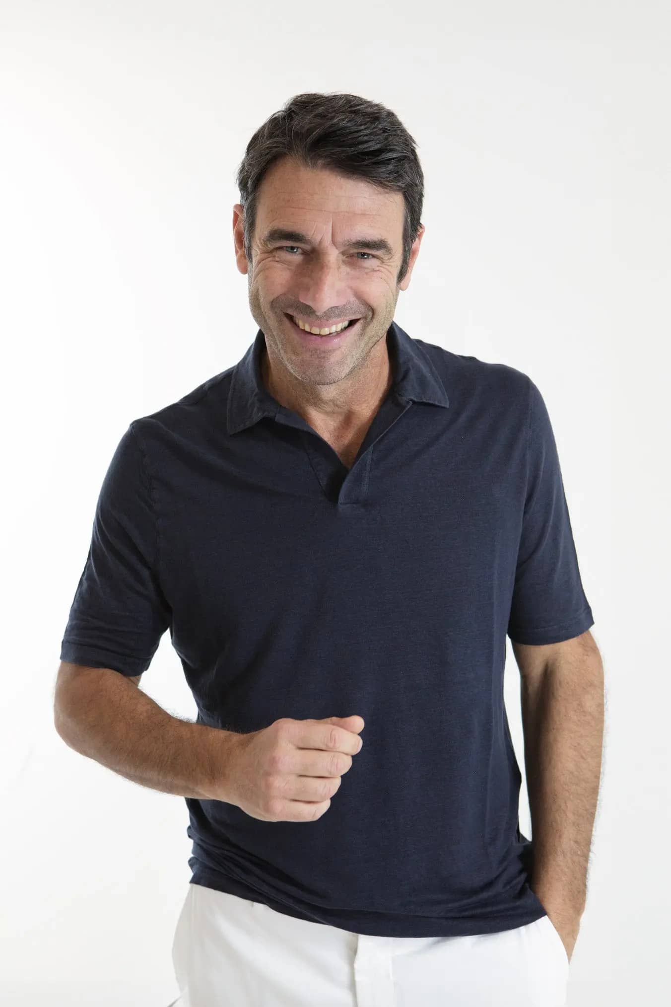 GUARINO Polo Skipper Jersey Lino Blu