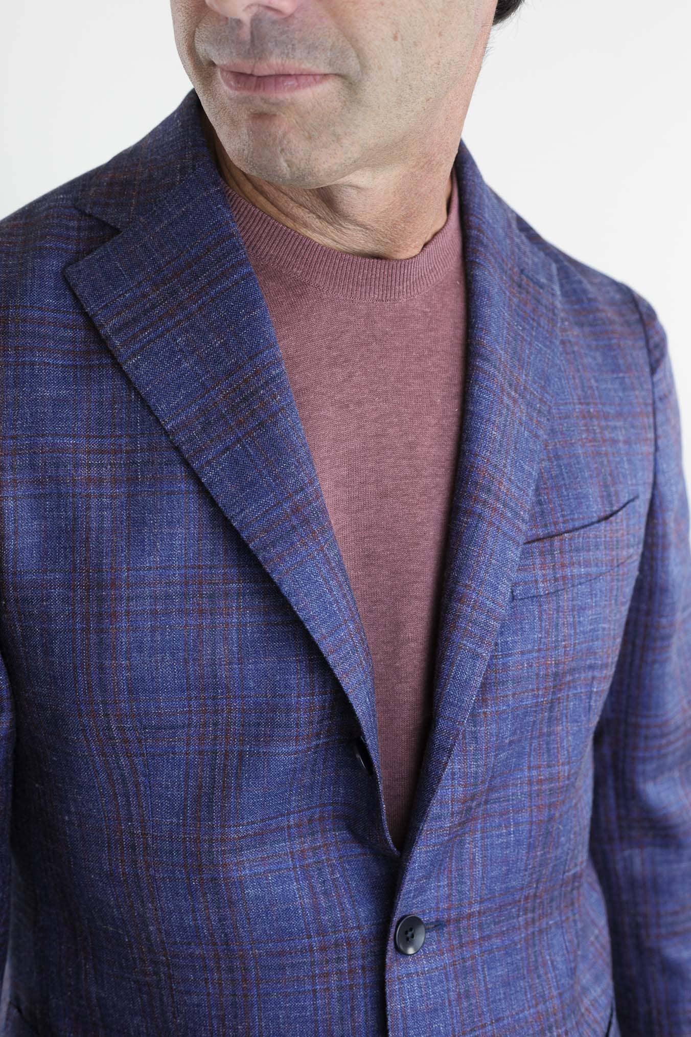 GUARINO Giacca Check Blu e Bordeaux