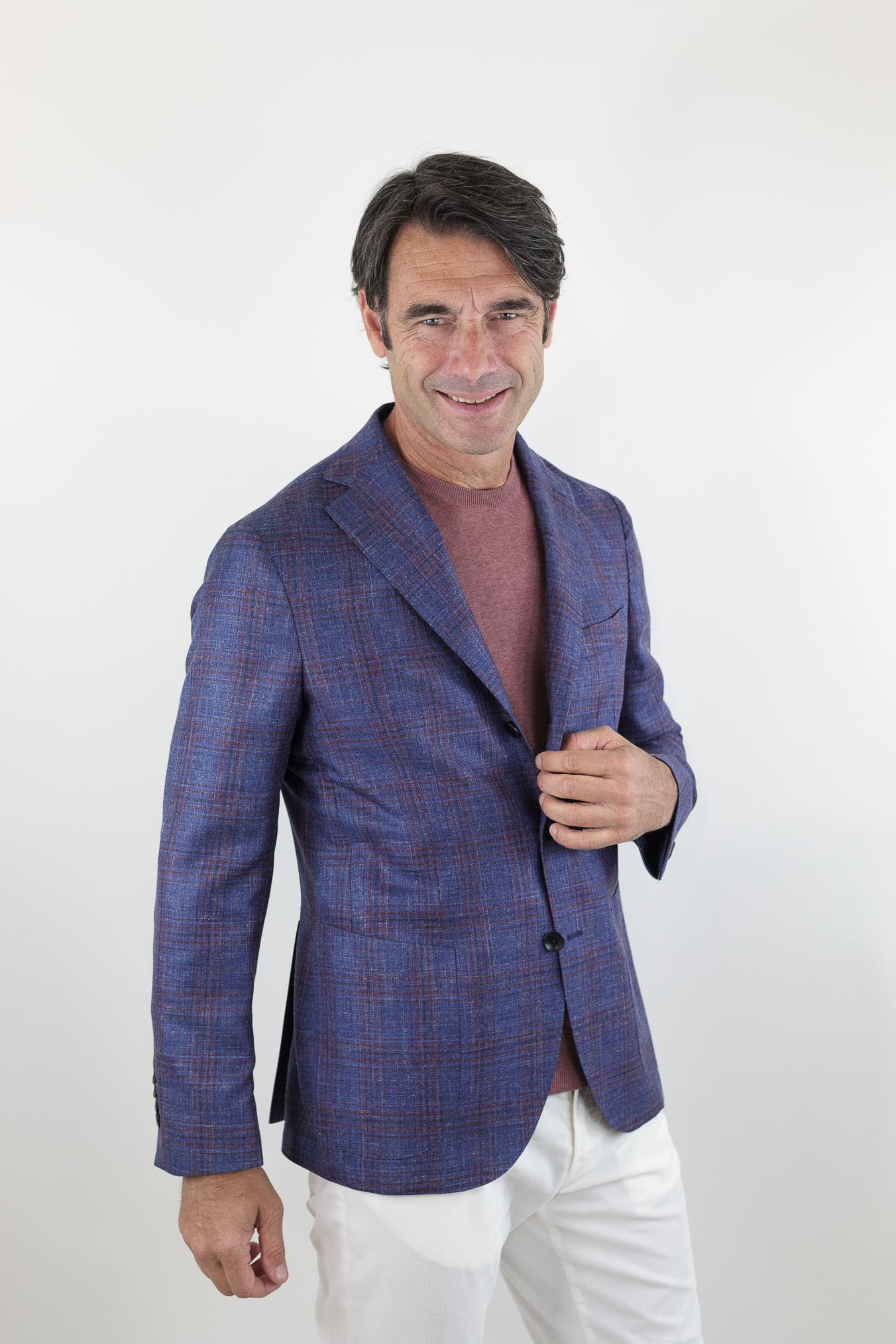 GUARINO Giacca Check Blu e Bordeaux