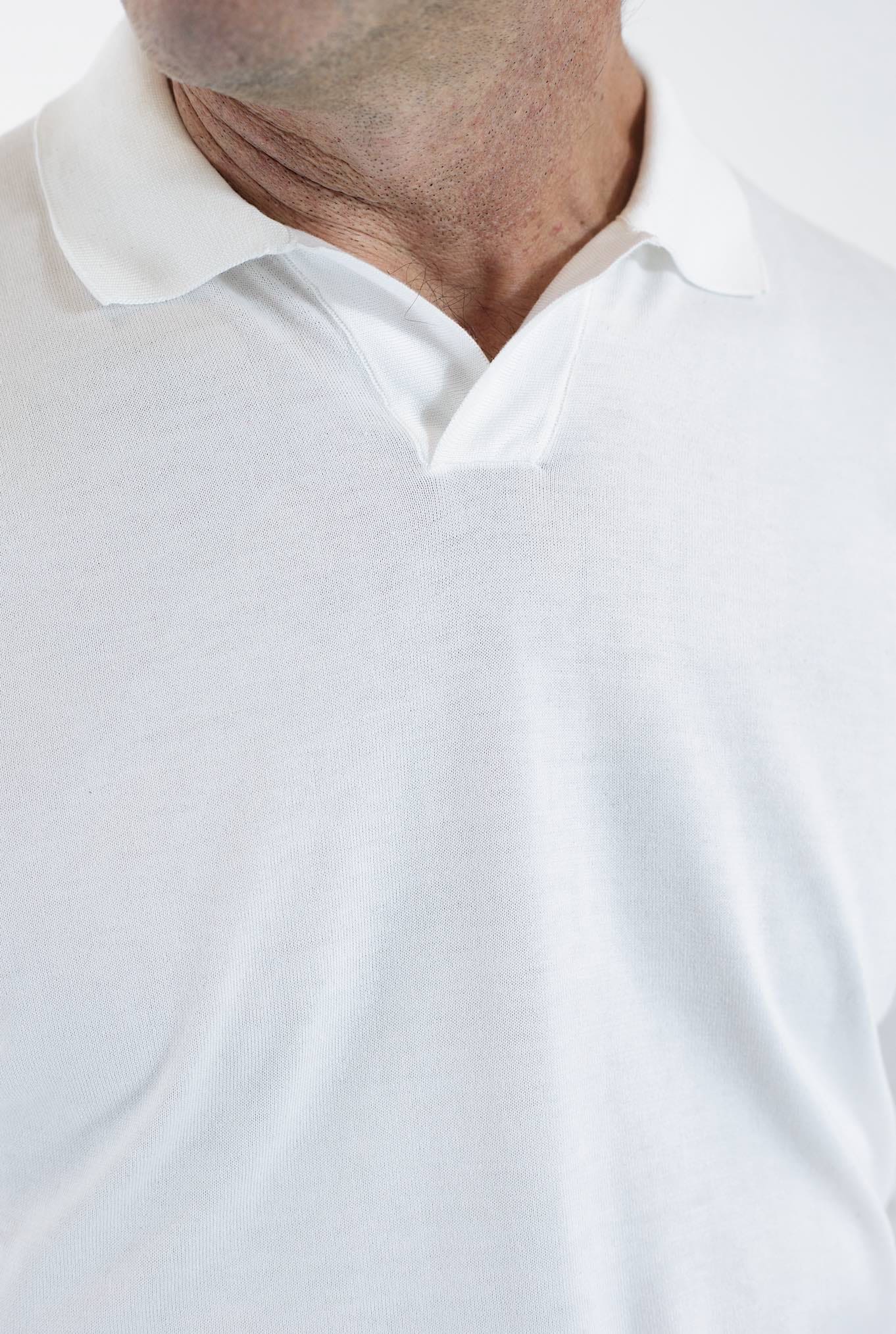 GUARINO Polo Maniche Lunghe Cotone Sea Island Bianco