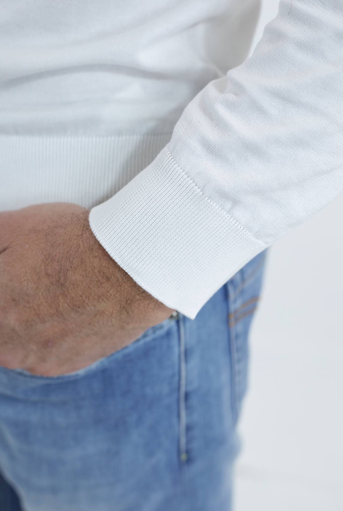 GUARINO Polo Maniche Lunghe Cotone Sea Island Bianco