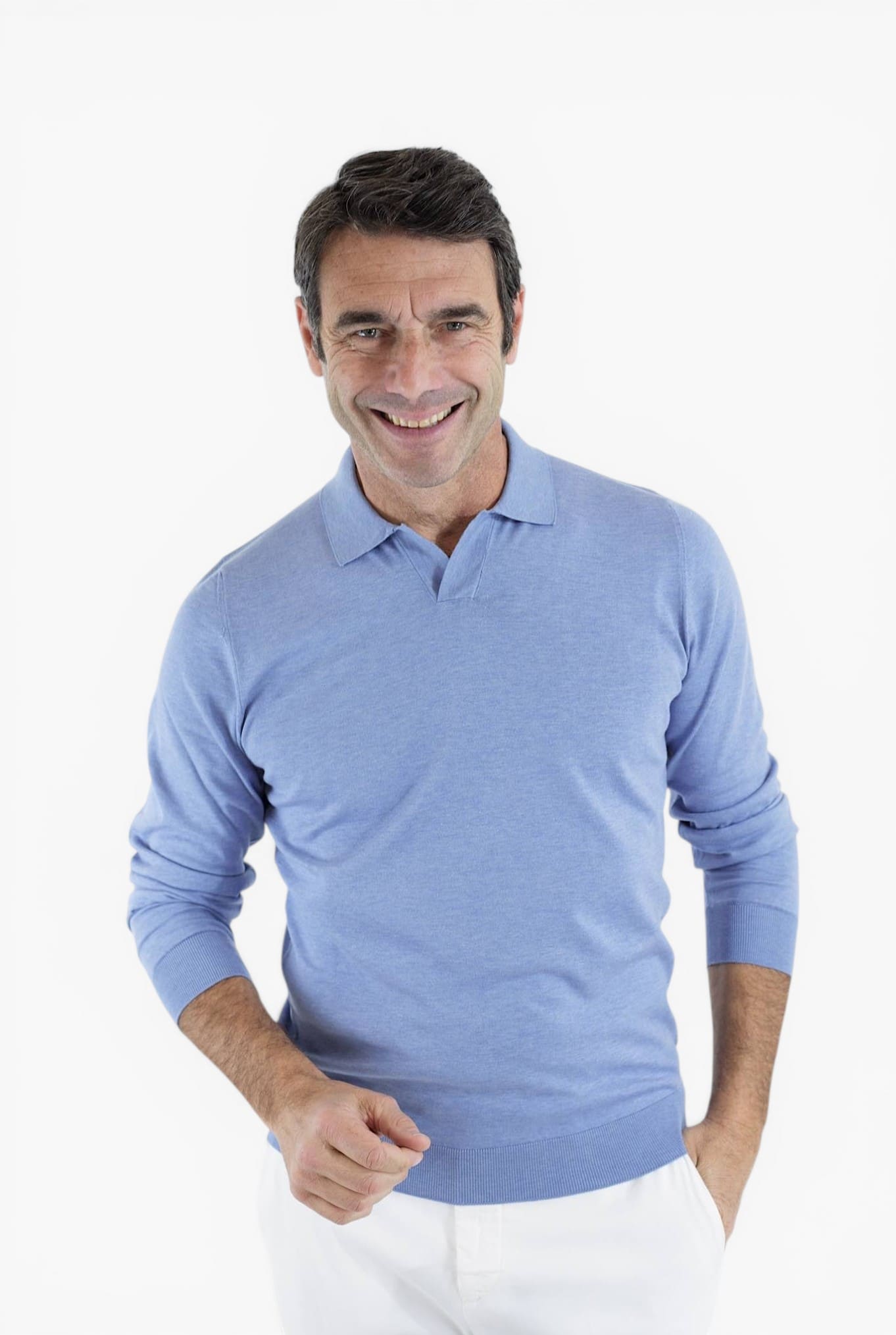 GUARINO Polo Skipper Cotone Sea Island Celeste