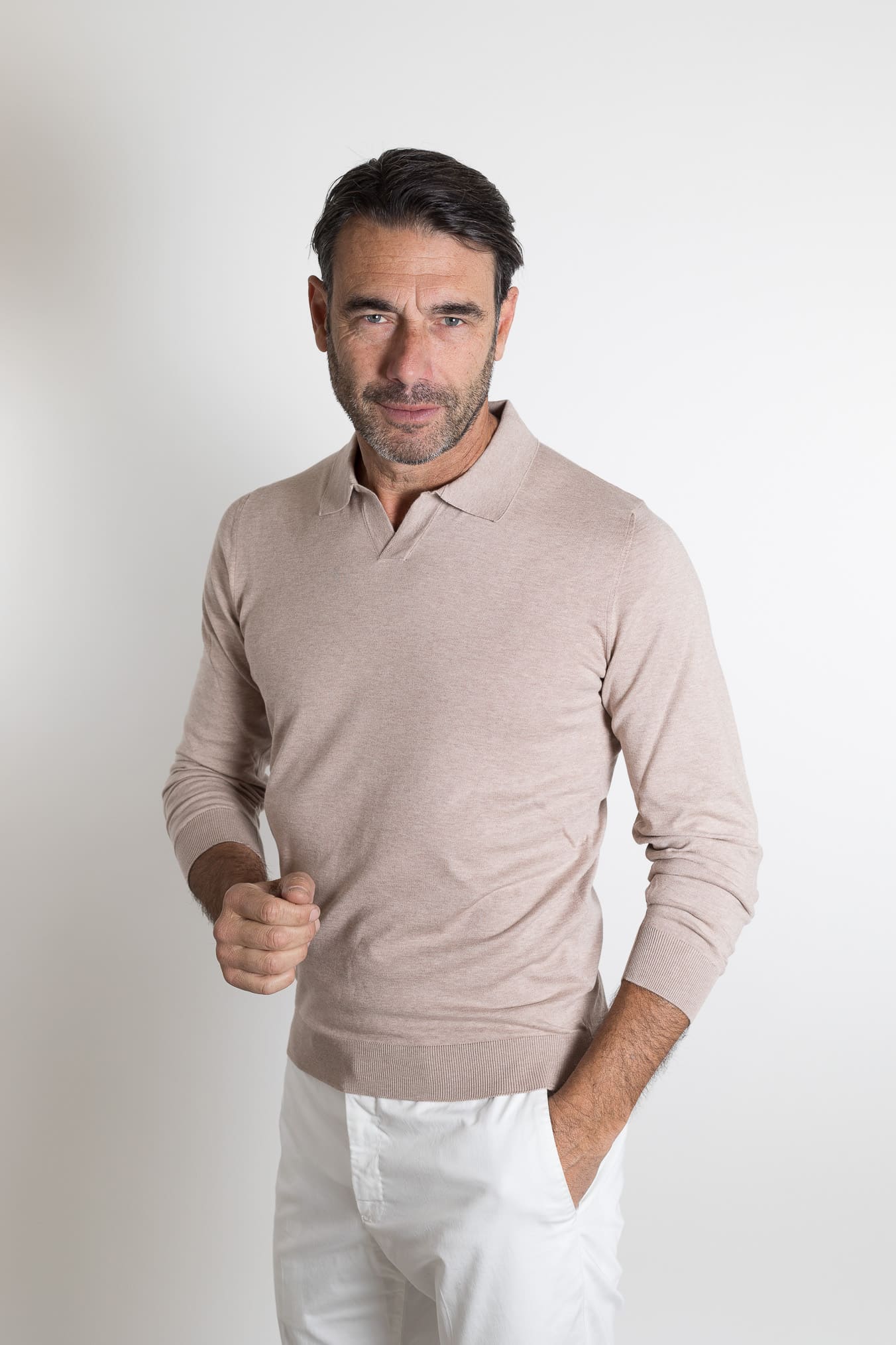 GUARINO Polo Maniche Lunghe Cotone Sea Island Corda