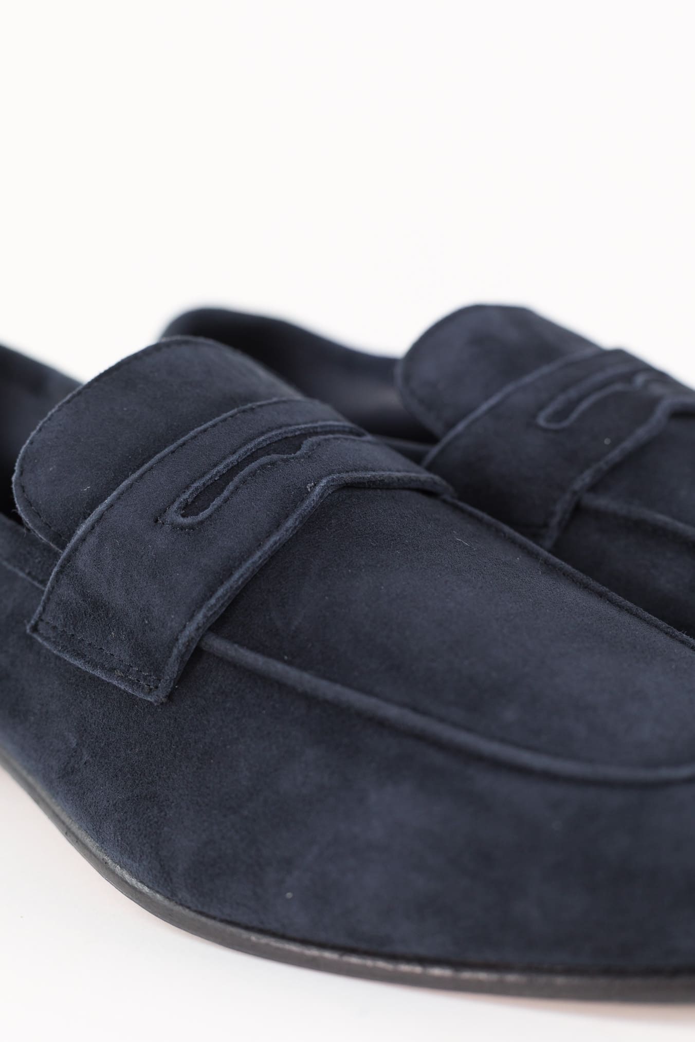 GUARINO Mocassini Suede Velour Mascherina Blu