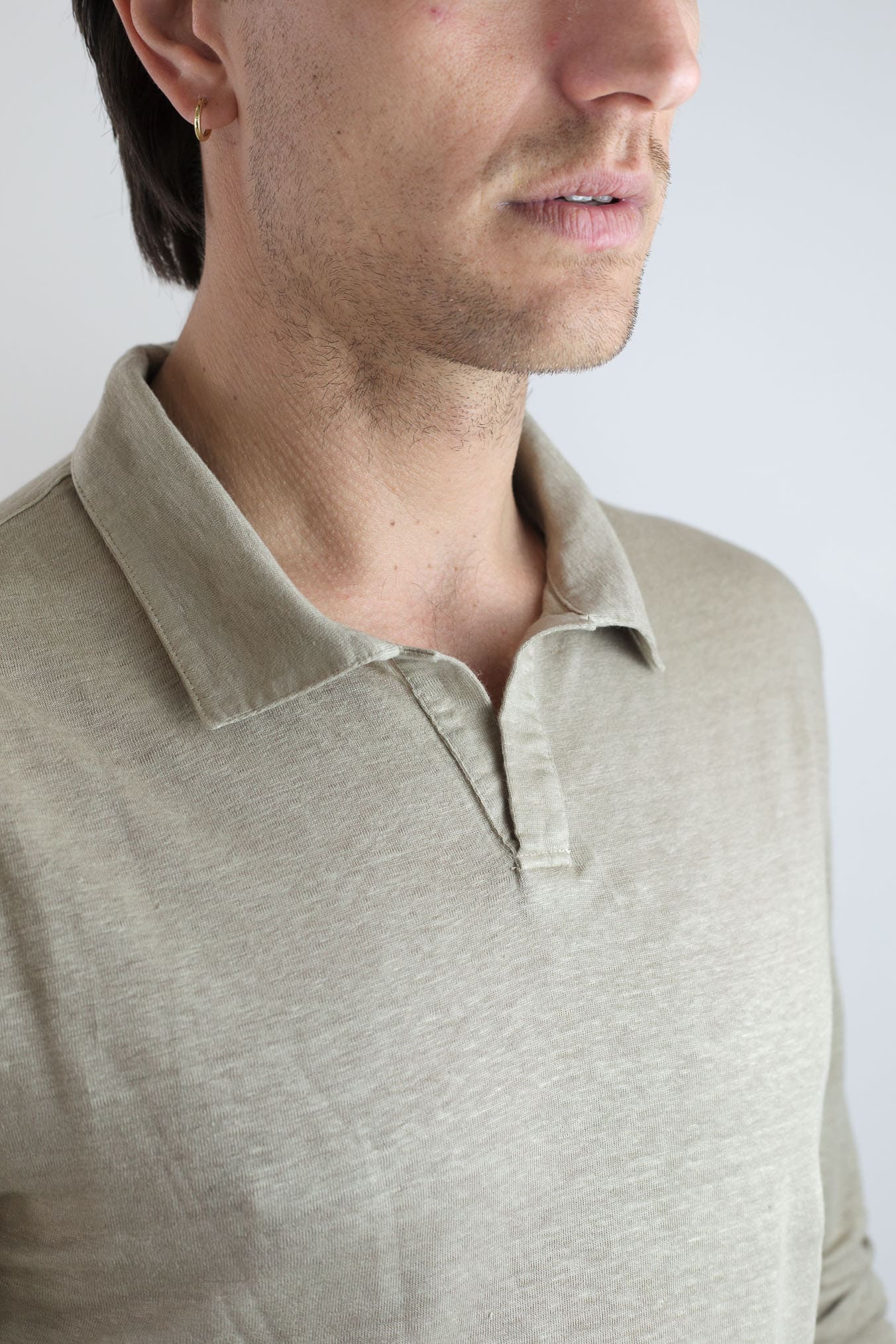 GUARINO Polo Skipper Maniche Lunghe Lino Beige