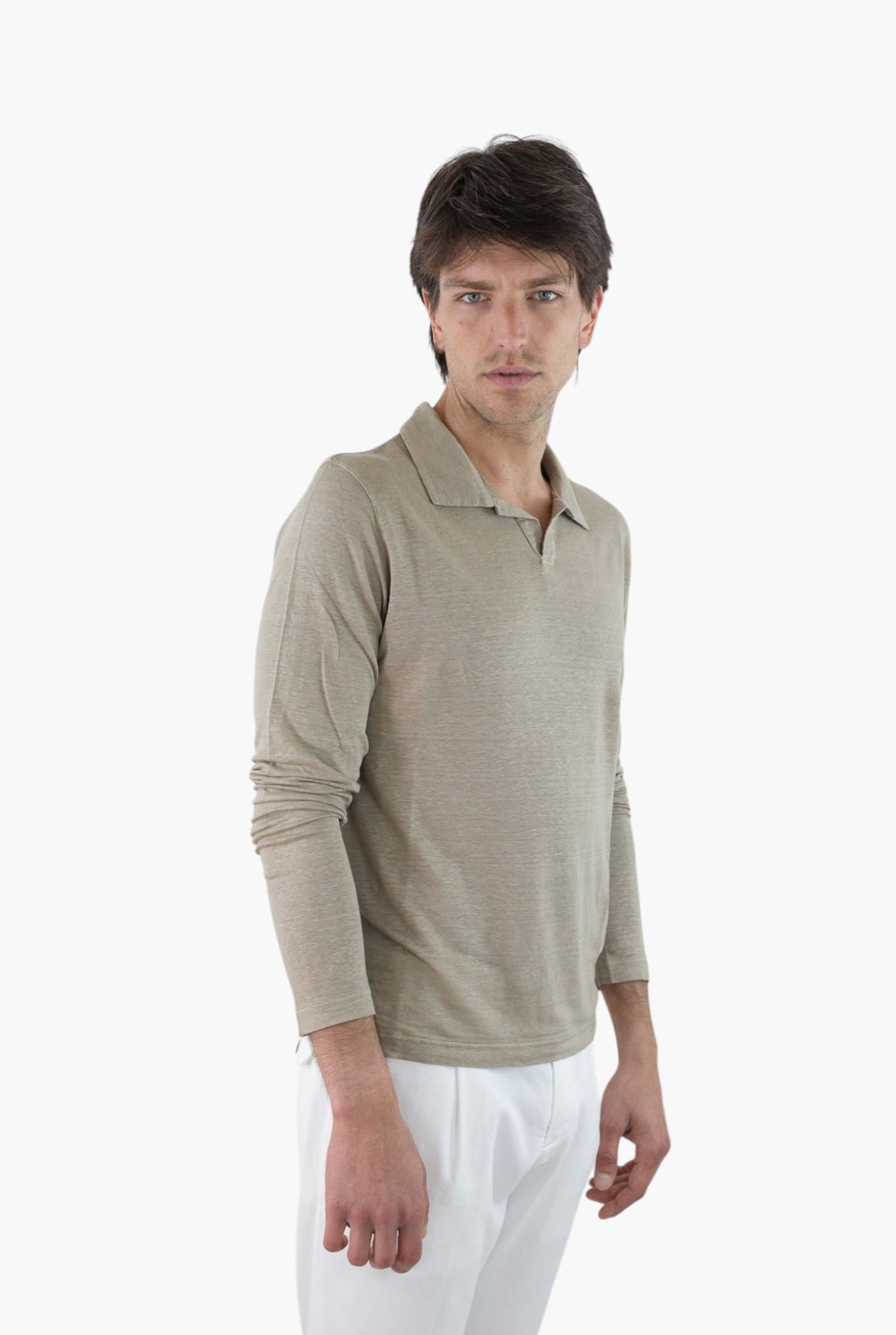 GUARINO Polo Skipper Maniche Lunghe Lino Beige