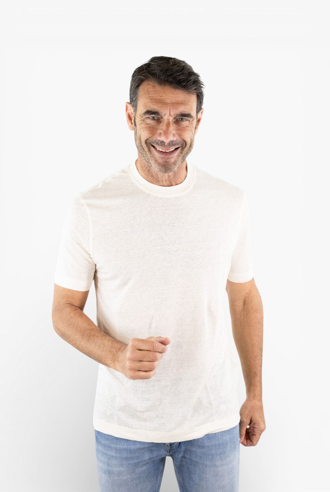 GUARINO T-Shirt Jersey Lino Avorio