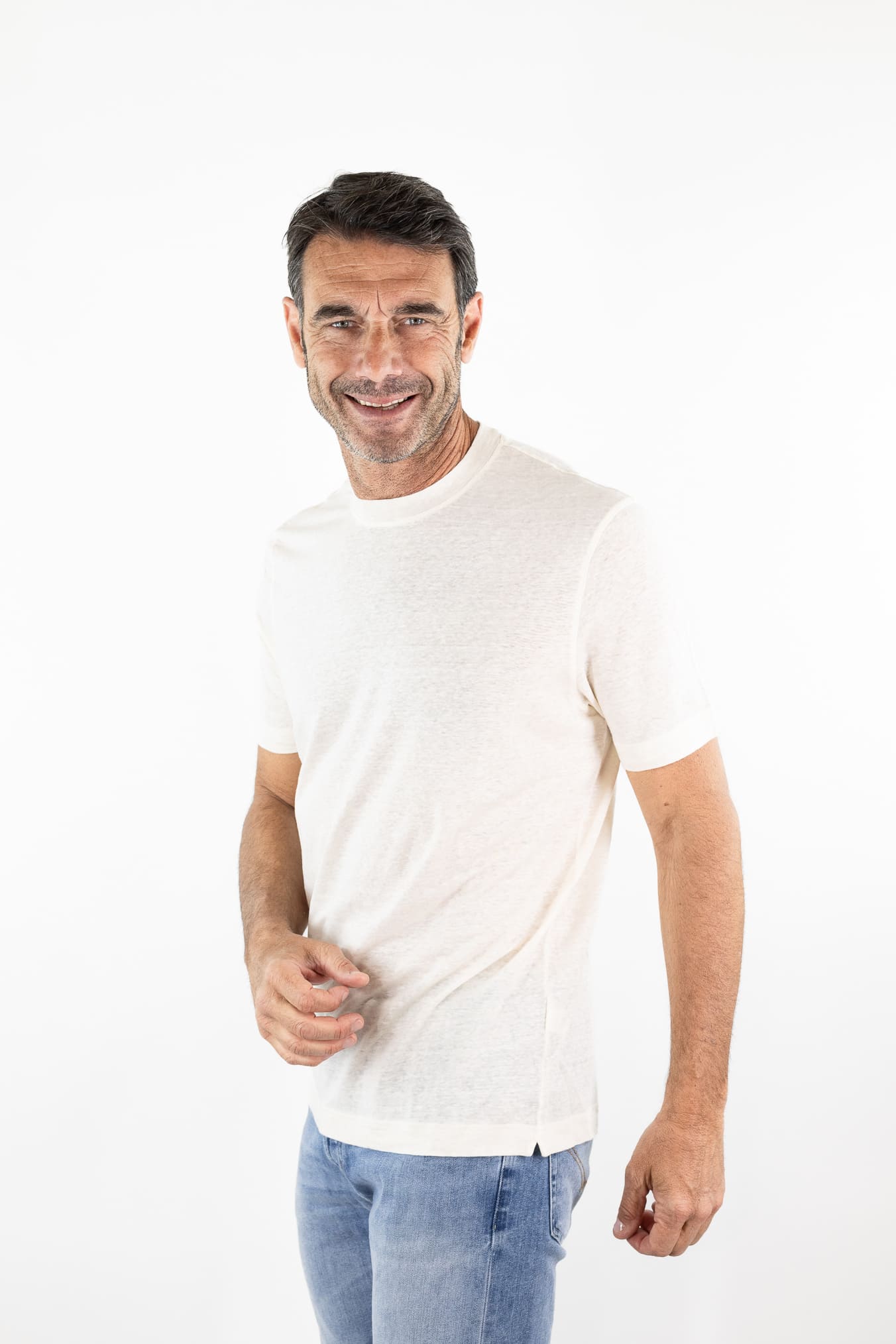 GUARINO T-Shirt Jersey Lino Avorio