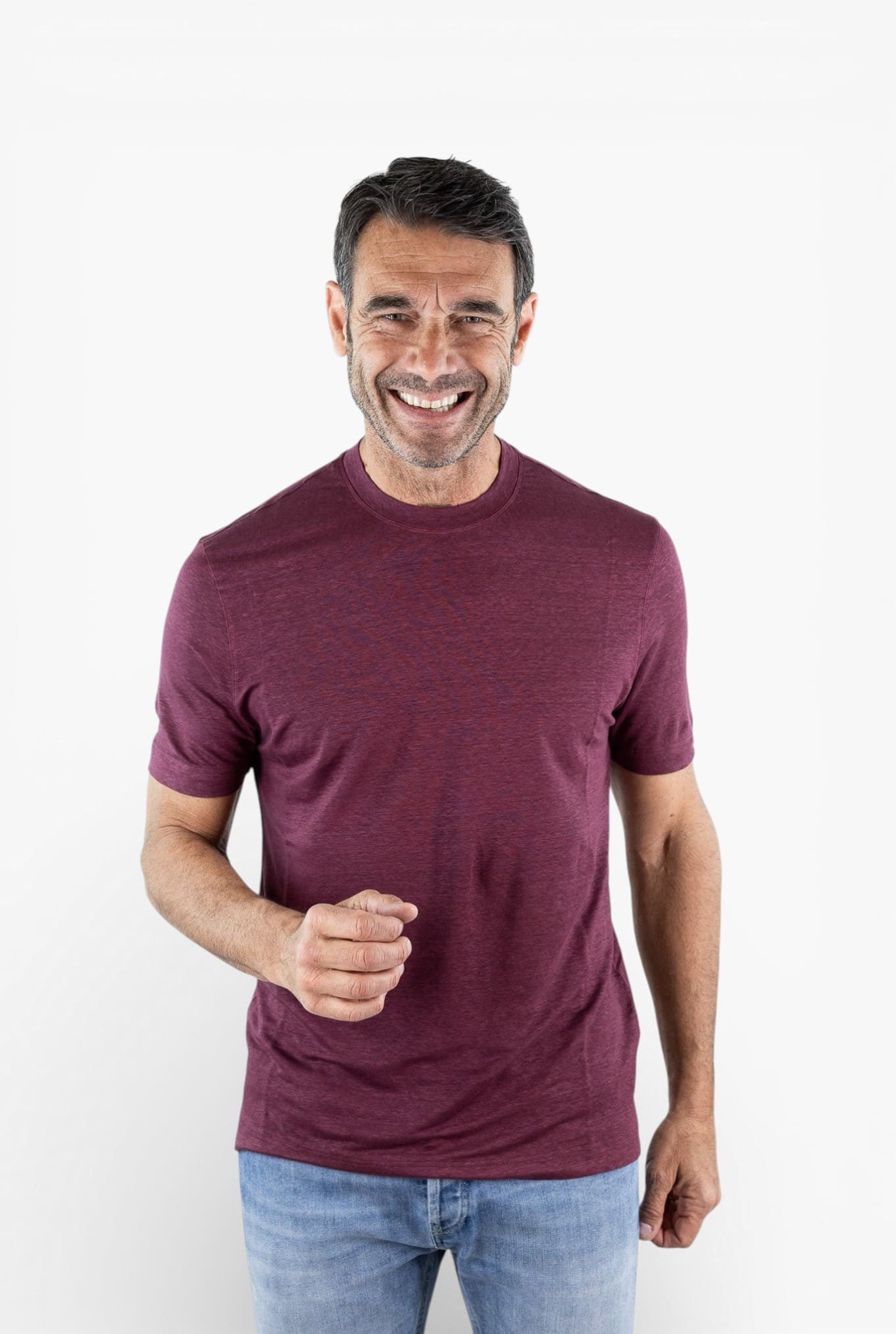 GUARINO T-Shirt Jersey Lino Bordeaux