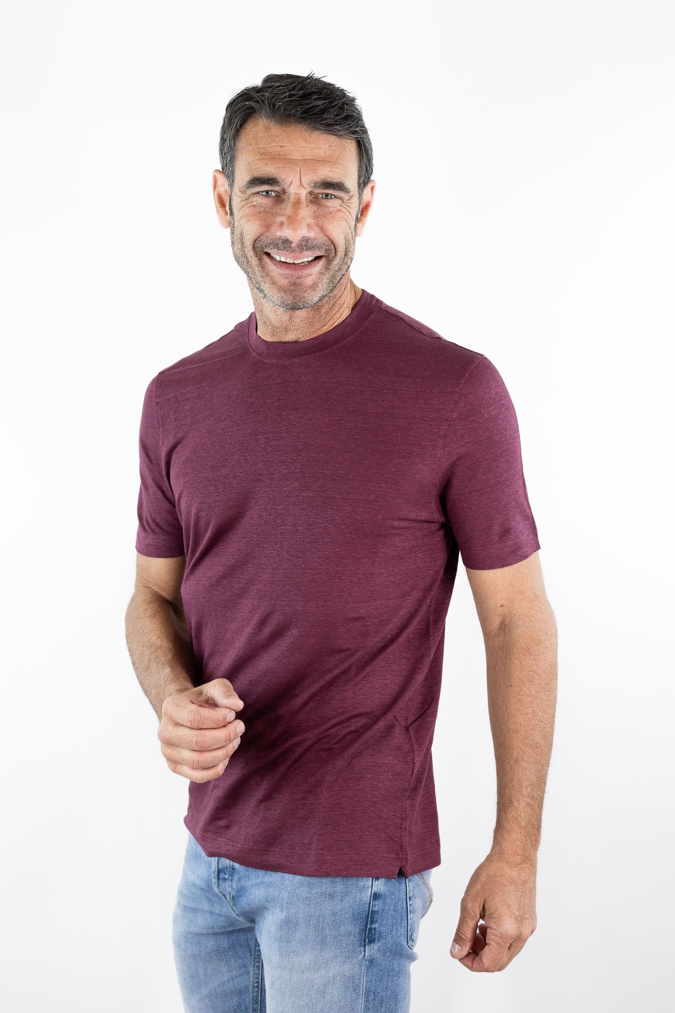 GUARINO T-Shirt Jersey Lino Bordeaux