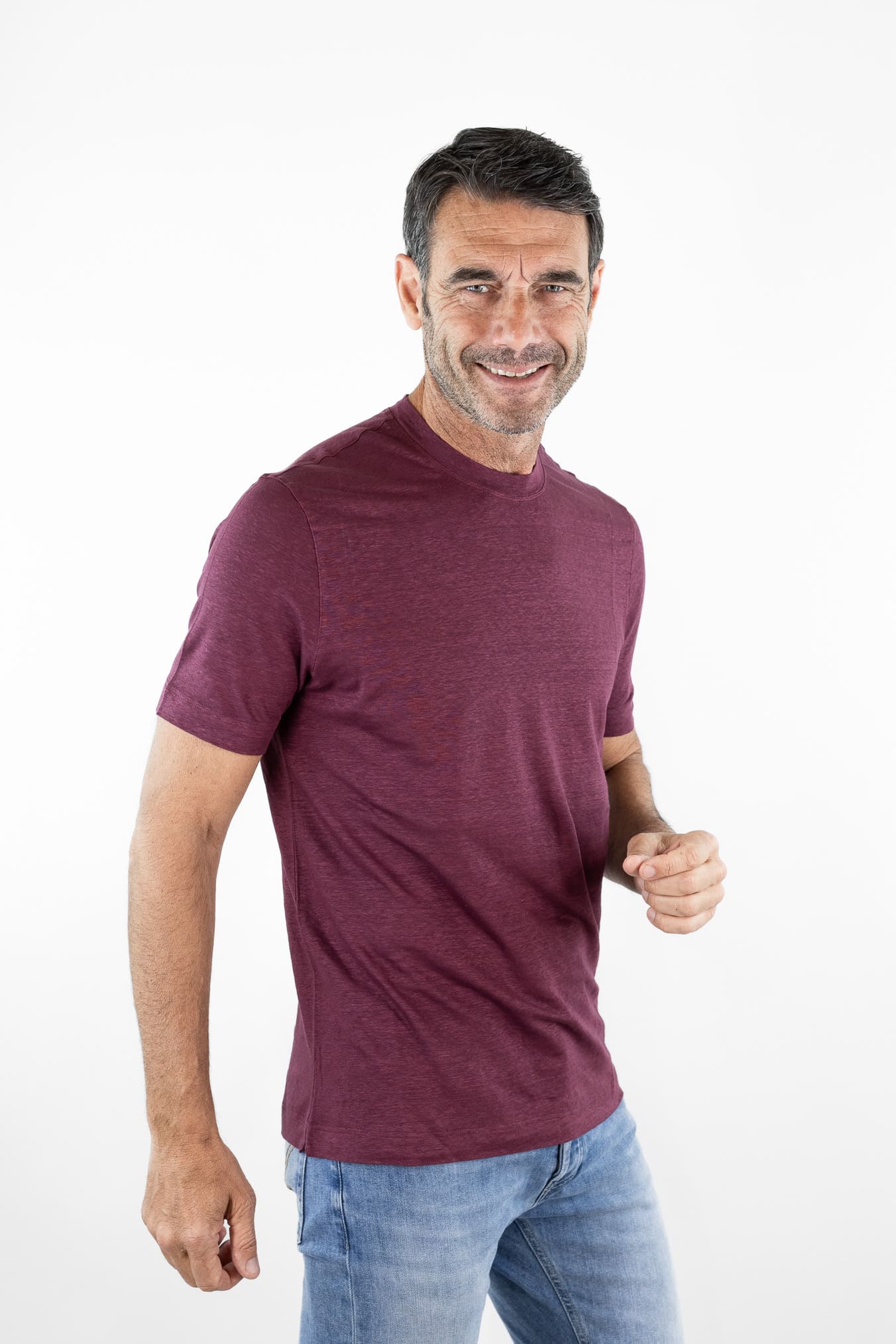 GUARINO T-Shirt Jersey Lino Bordeaux