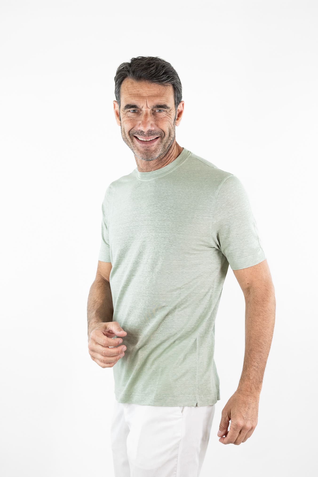 GUARINO T-Shirt Jersey Lino Verde Chiaro