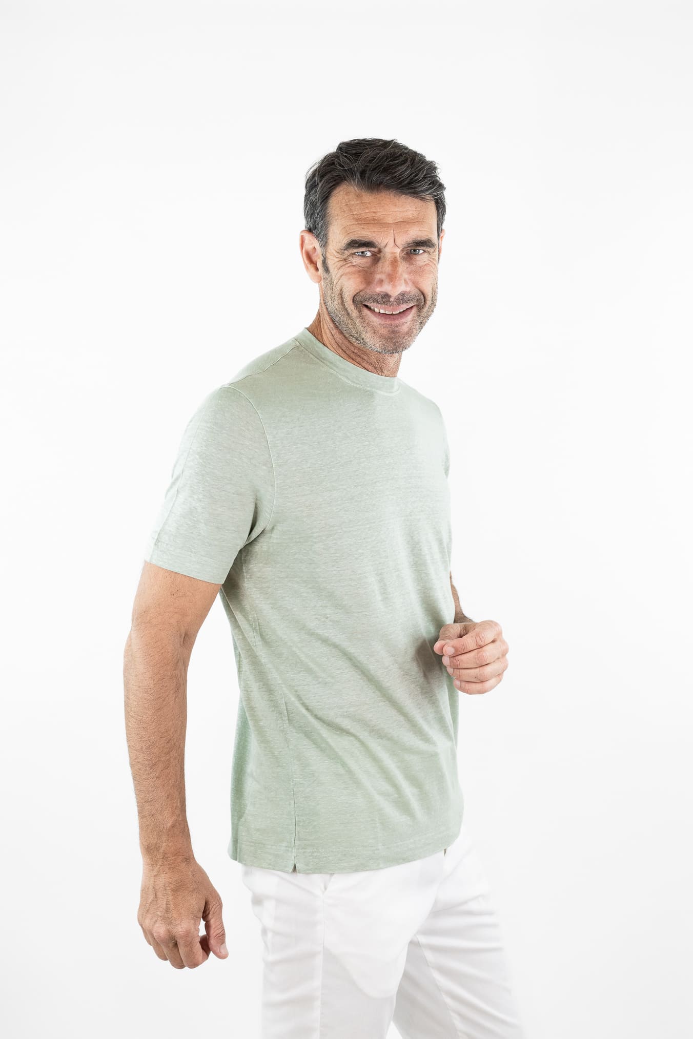 GUARINO T-Shirt Jersey Lino Verde Chiaro
