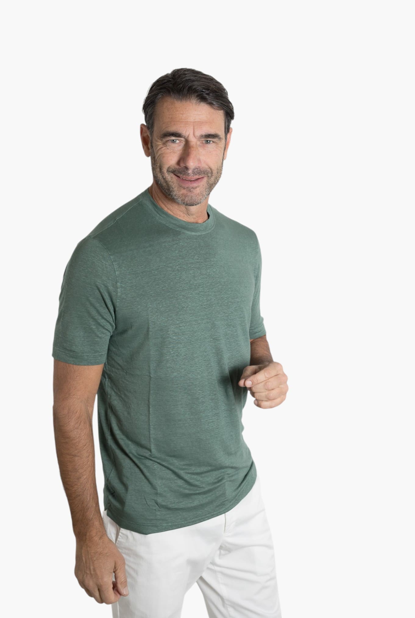 GUARINO T-Shirt Jersey Lino Verde Salvia