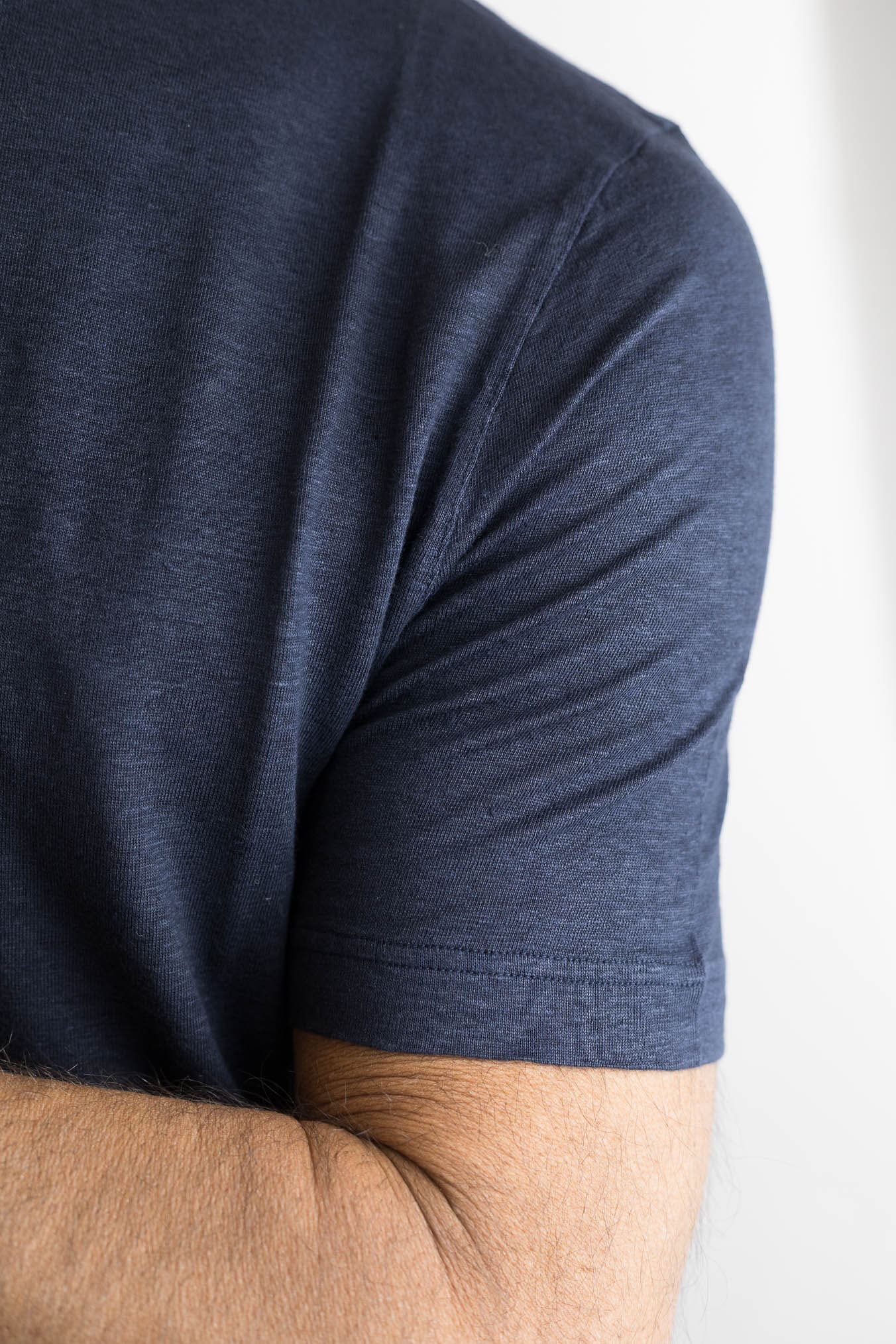 GUARINO T-Shirt Jersey Lino Blu Navy