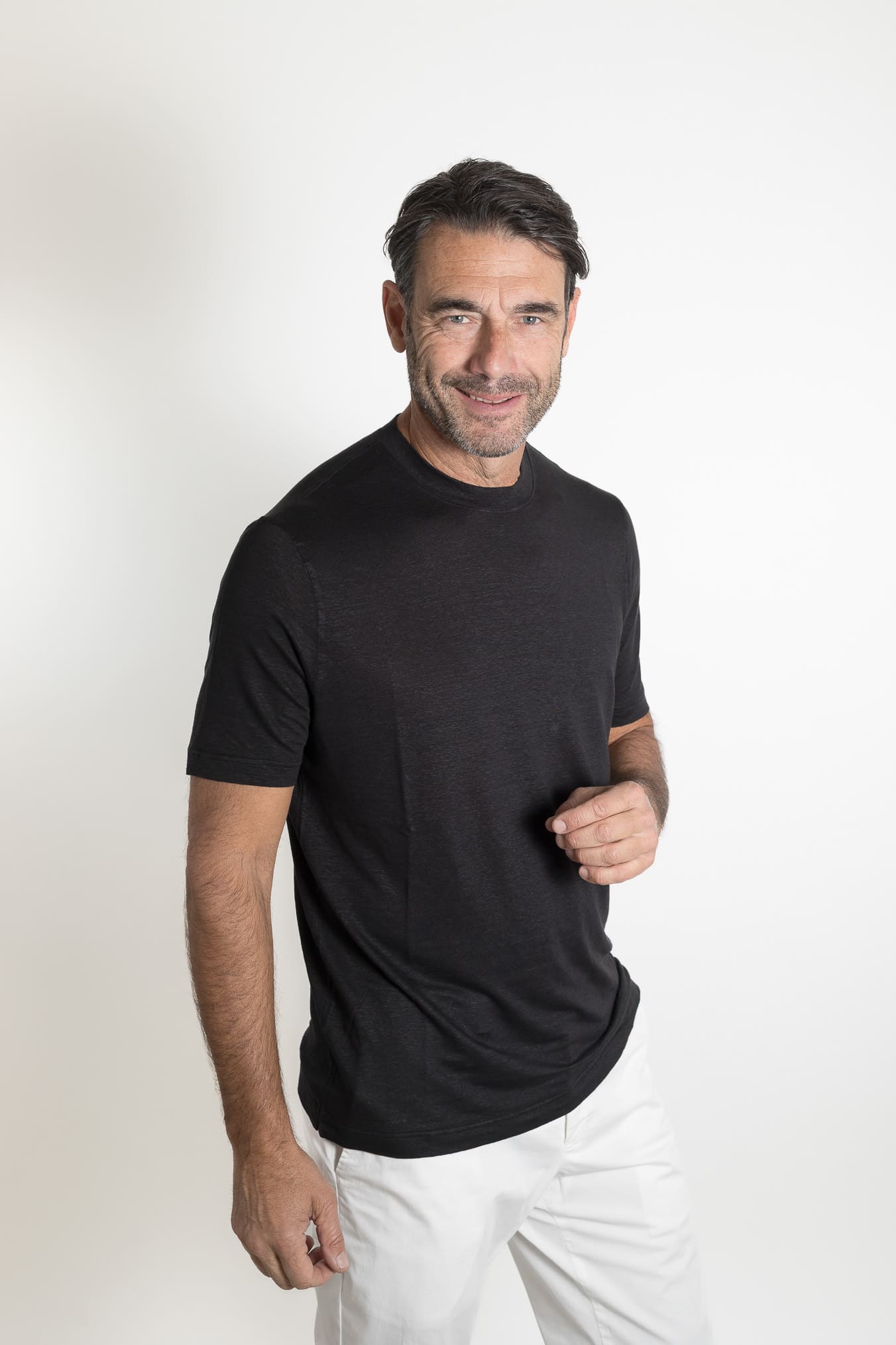 GUARINO T-Shirt Jersey Lino Nero