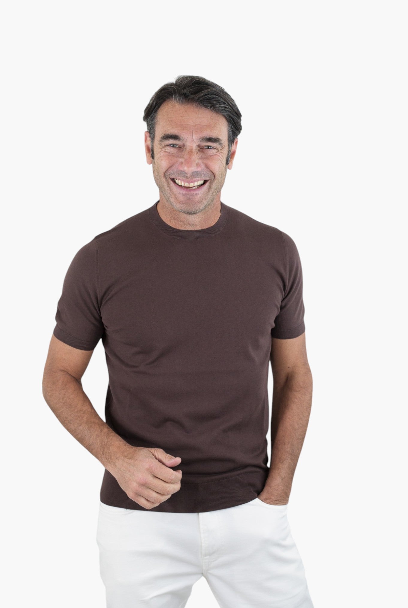 GUARINO Girocollo Maniche Corte Pima Cotton Ebano