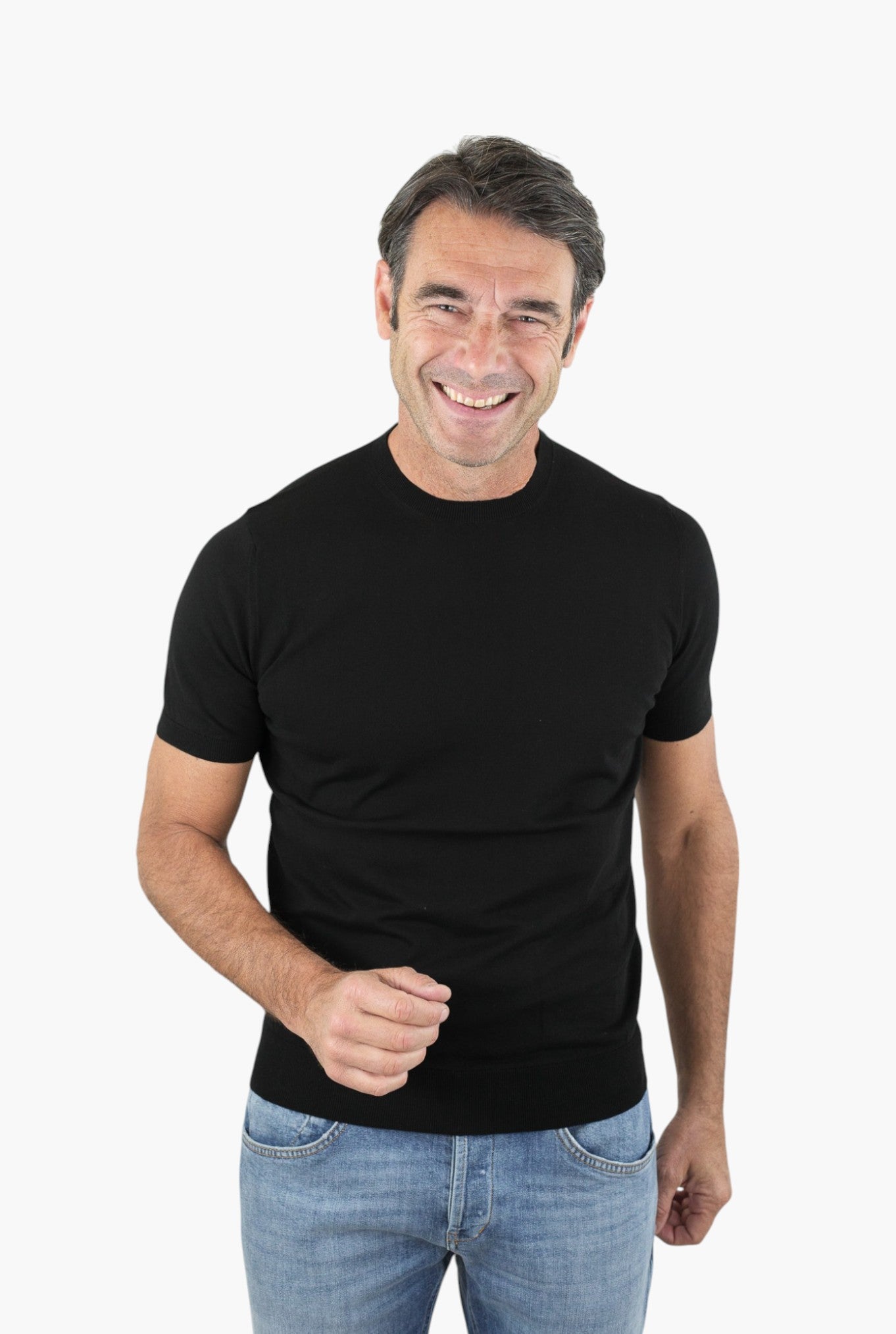 GUARINO Girocollo Maniche Corte Pima Cotton Nero