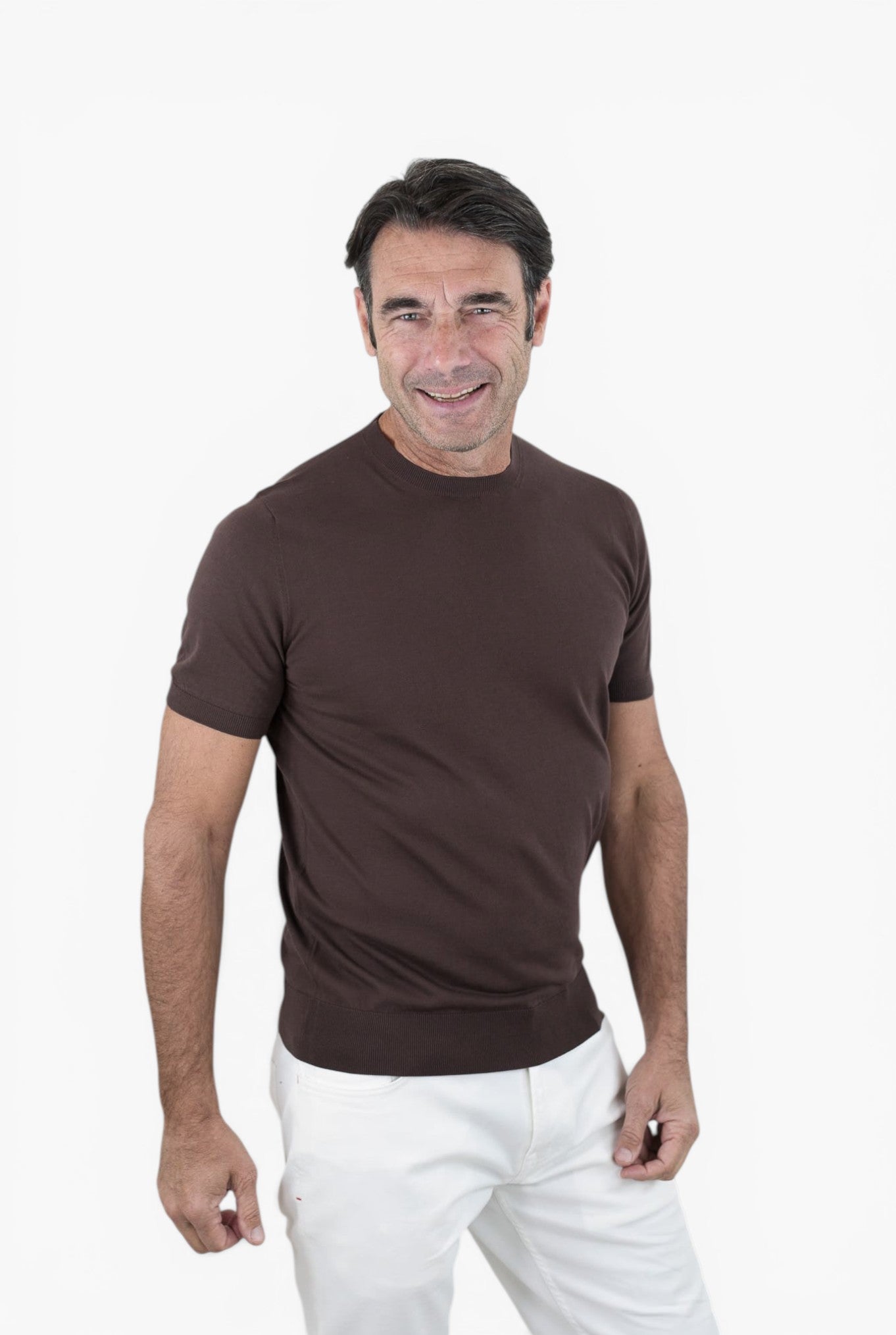 GUARINO Girocollo Maniche Corte Pima Cotton Moro