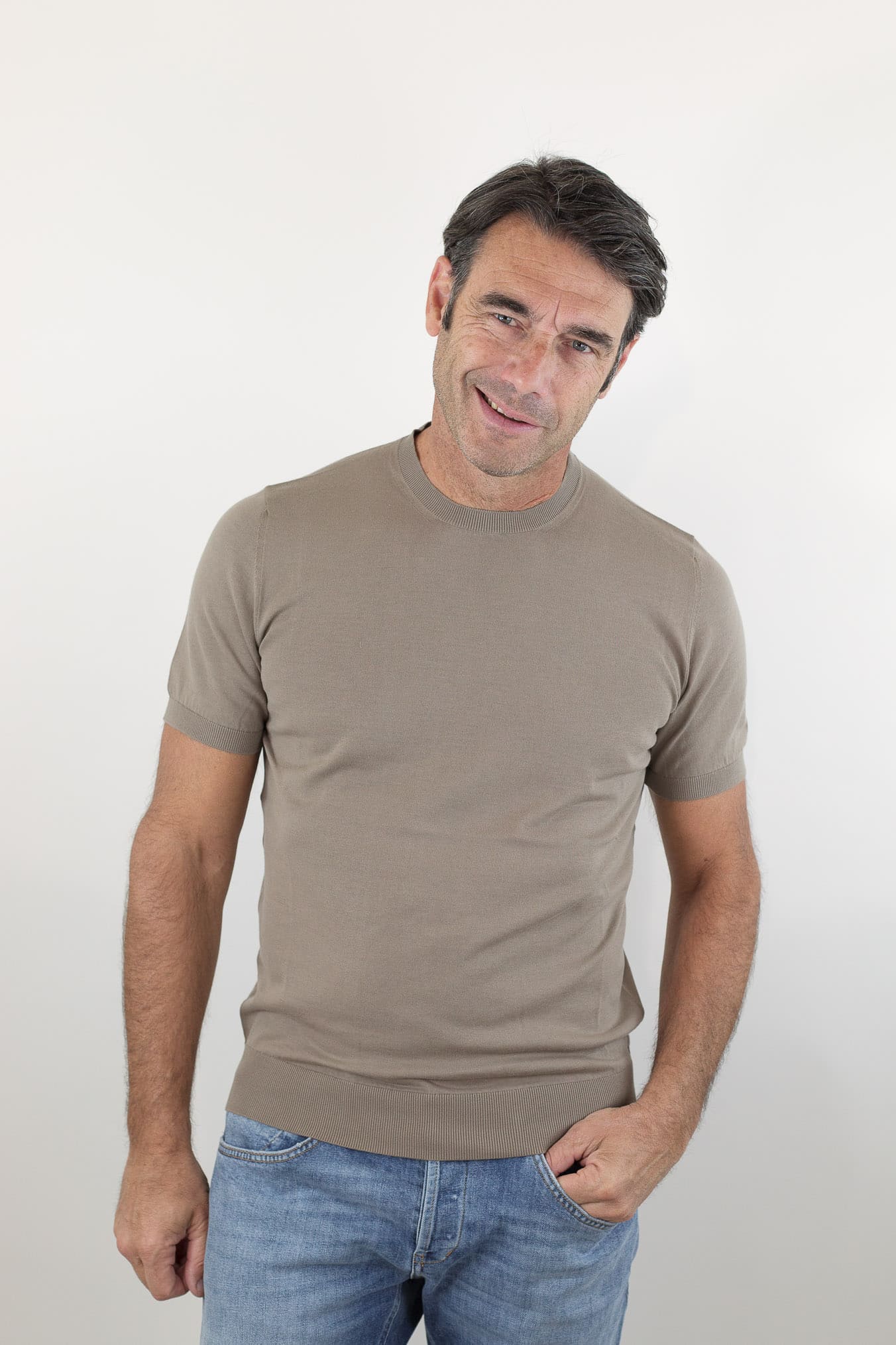 GUARINO Girocollo Maniche Corte Pima Cotton Beige