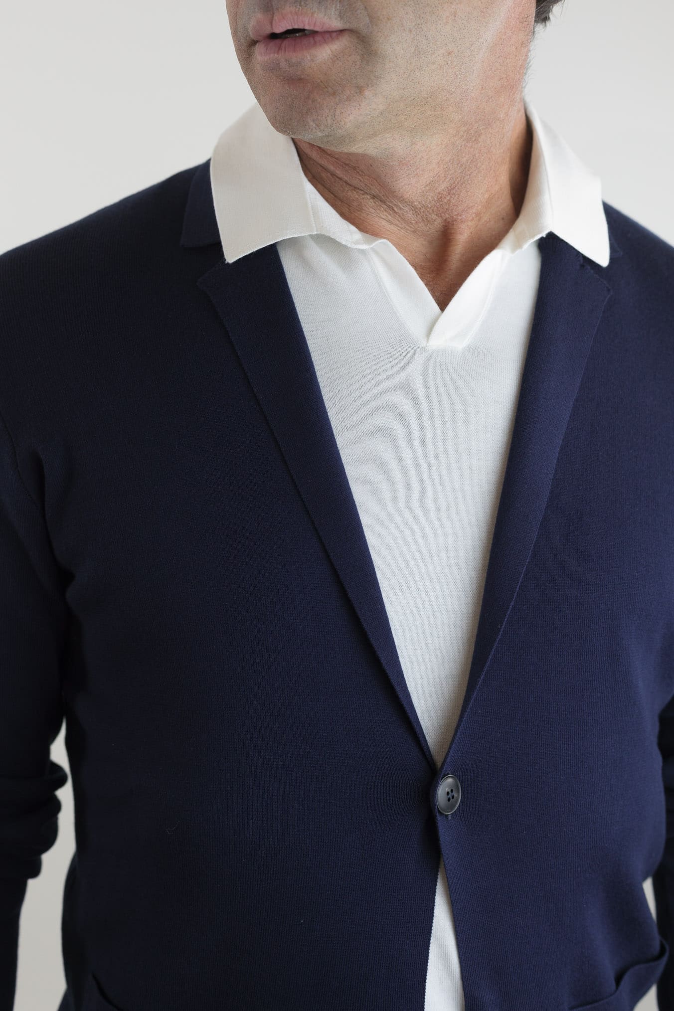 GUARINO Giacca Maglia Jersey Cotone Blu Navy