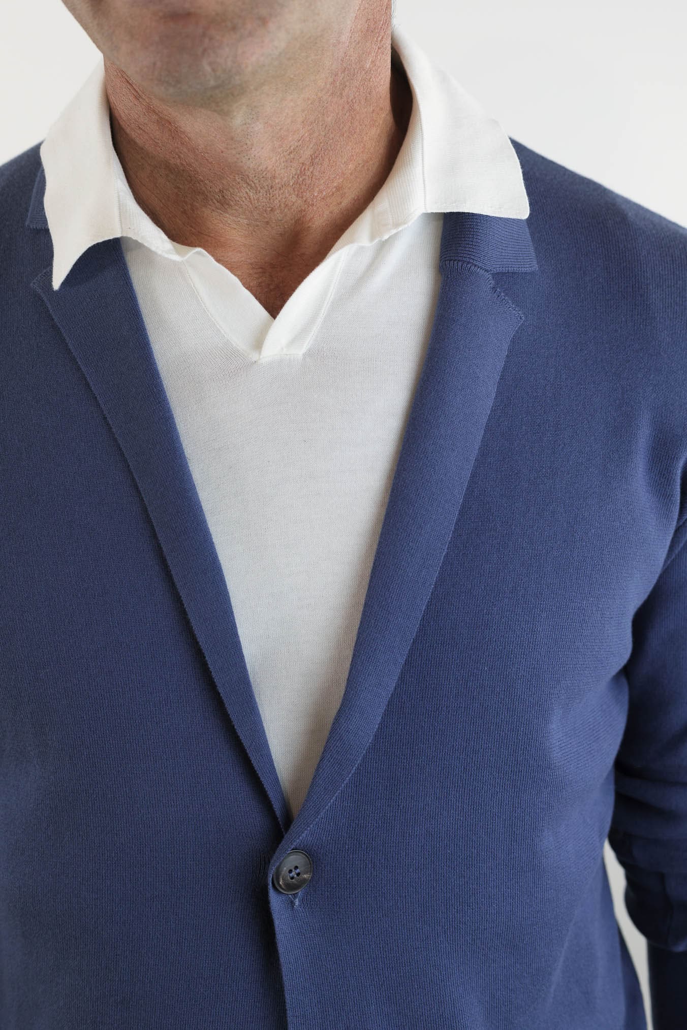 GUARINO Giacca Maglia Jersey Cotone Blu Polvere