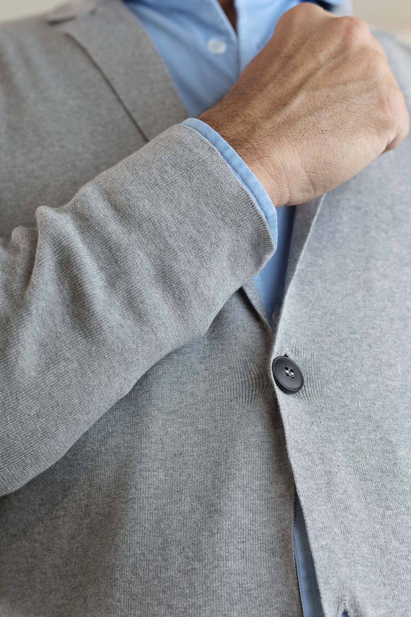 GUARINO Giacca Maglia Jersey Cotone Grigio Chiaro