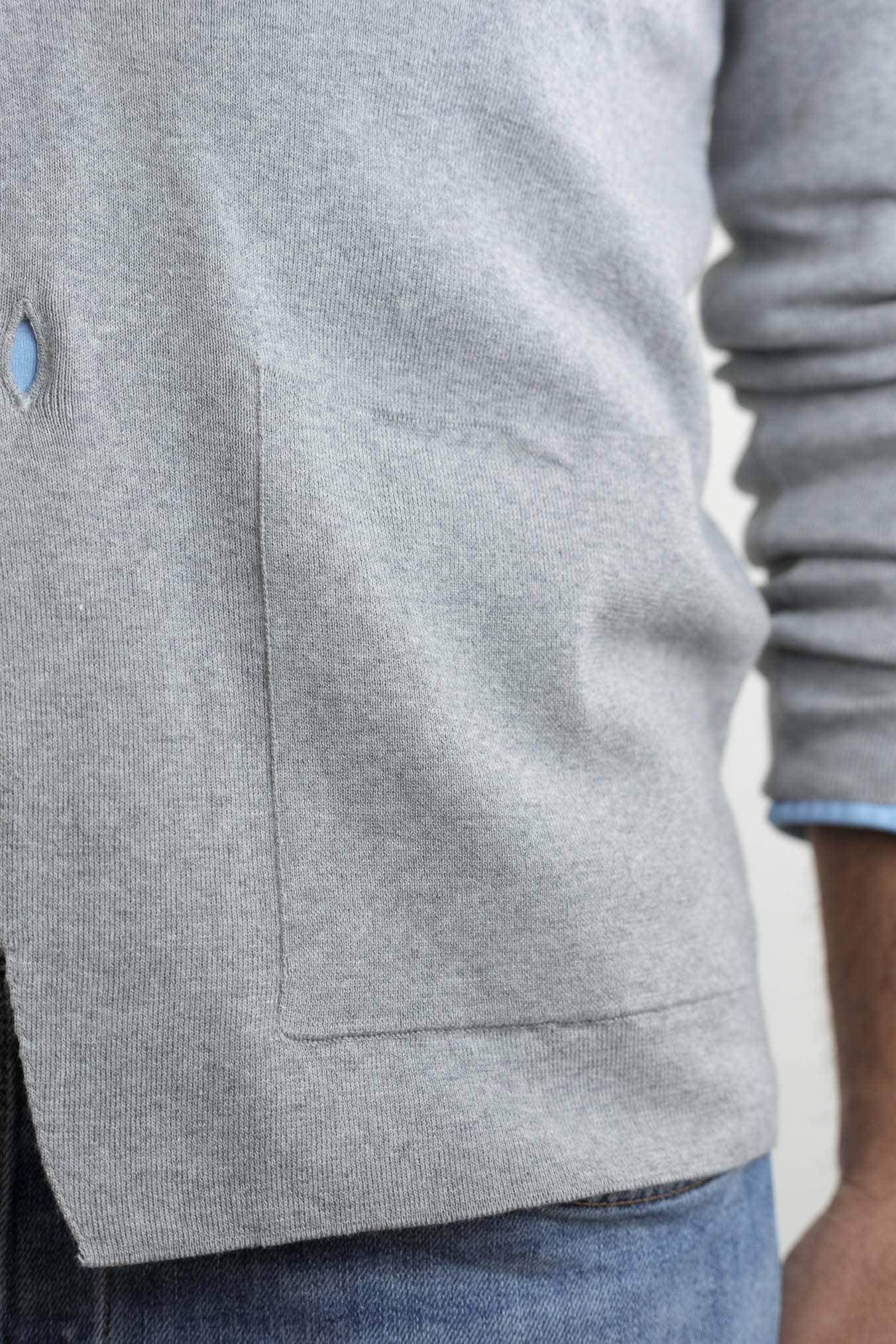 GUARINO Giacca Maglia Jersey Cotone Grigio Chiaro