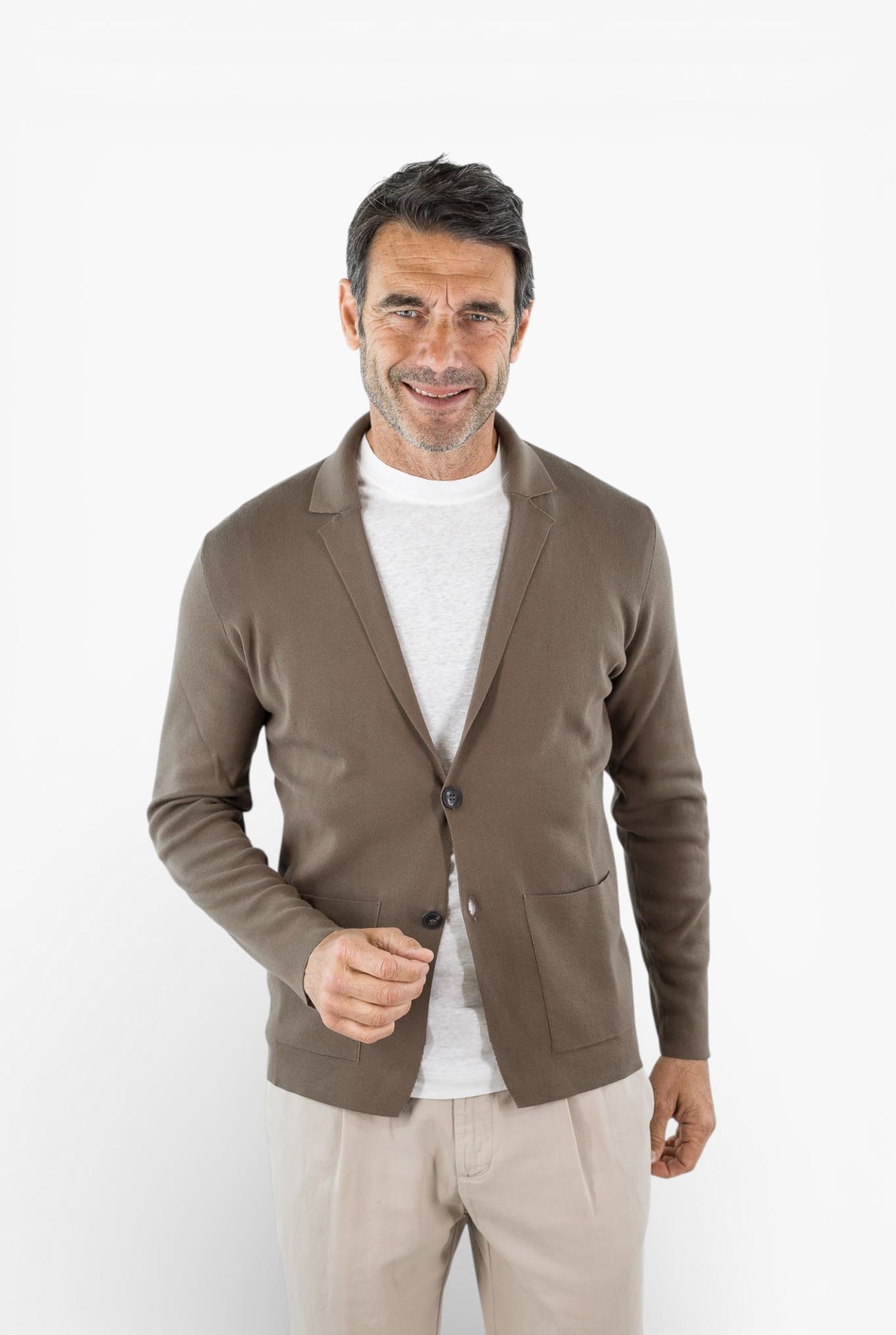 GUARINO Giacca Maglia Jersey Cotone Marrone
