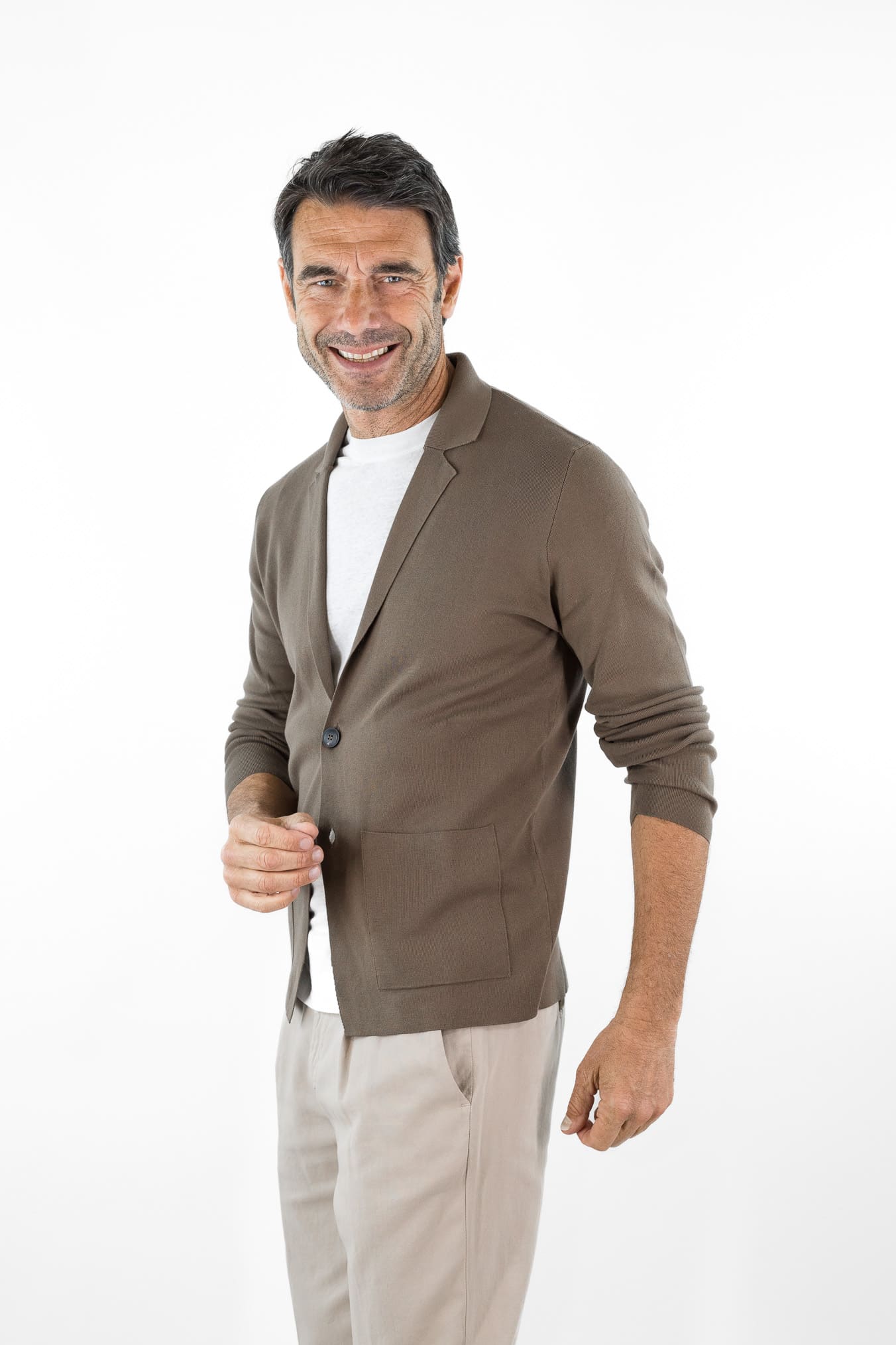 GUARINO Giacca Maglia Jersey Cotone Marrone