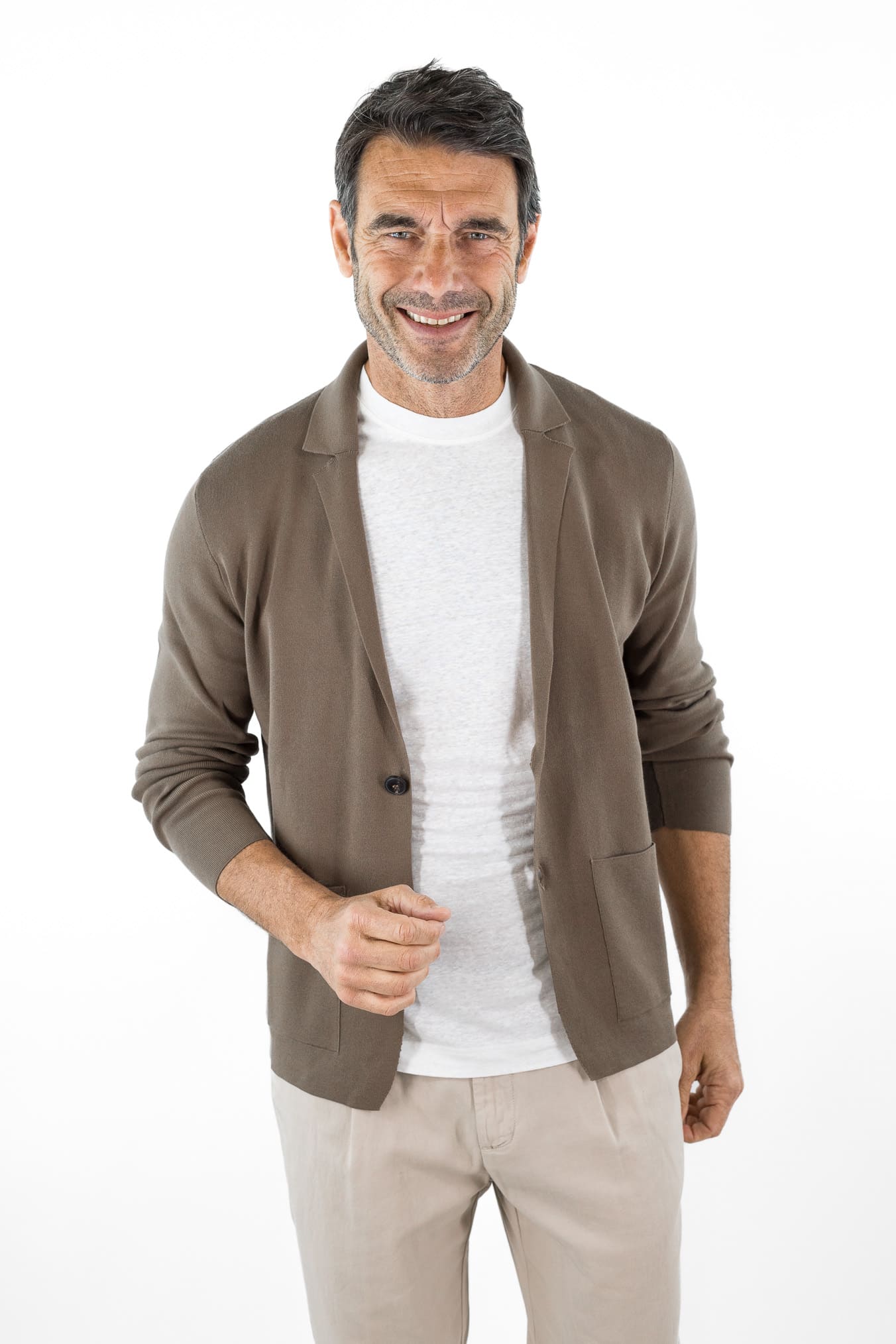 GUARINO Giacca Maglia Jersey Cotone Marrone