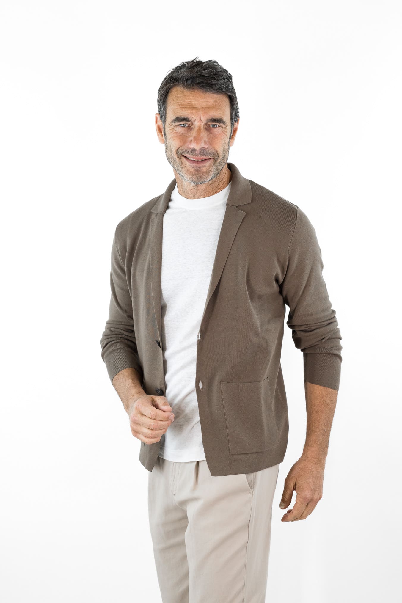 GUARINO Giacca Maglia Jersey Cotone Marrone
