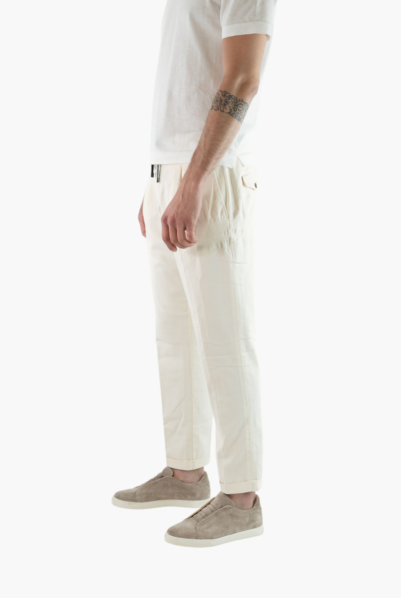 HANDPICKED Pantaloni Coulisse Cotone Panna