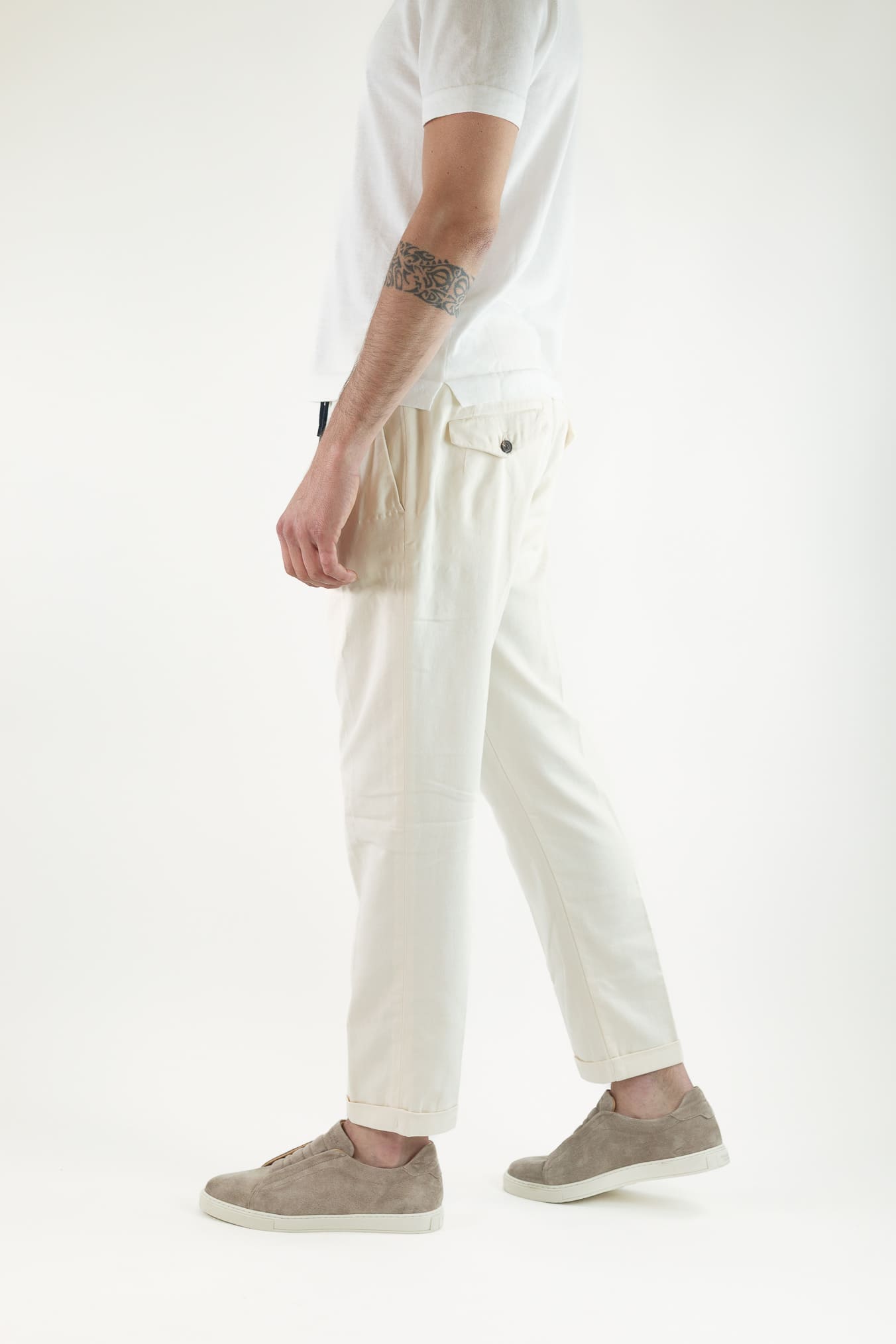 HANDPICKED Pantaloni Coulisse Cotone Panna