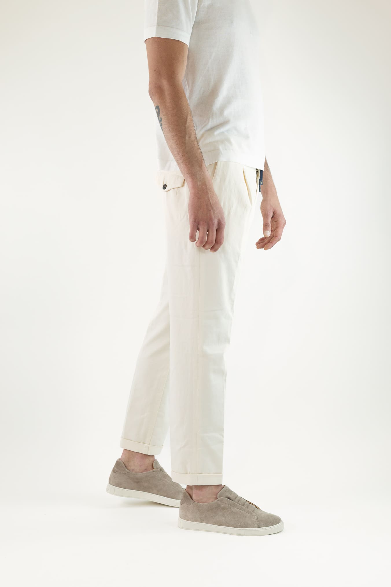 HANDPICKED Pantaloni Coulisse Cotone Panna