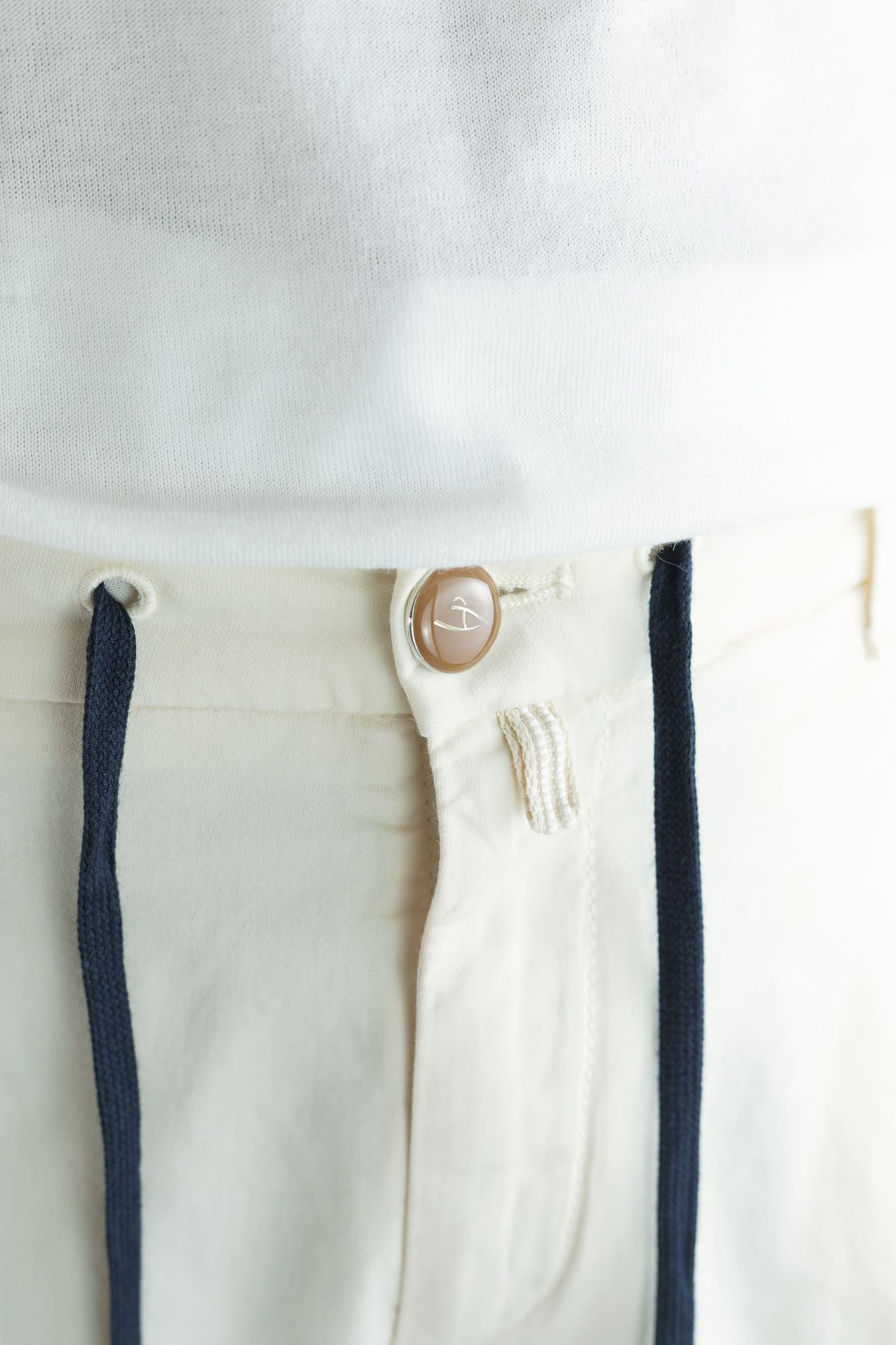 HANDPICKED Pantaloni Coulisse Cotone Panna