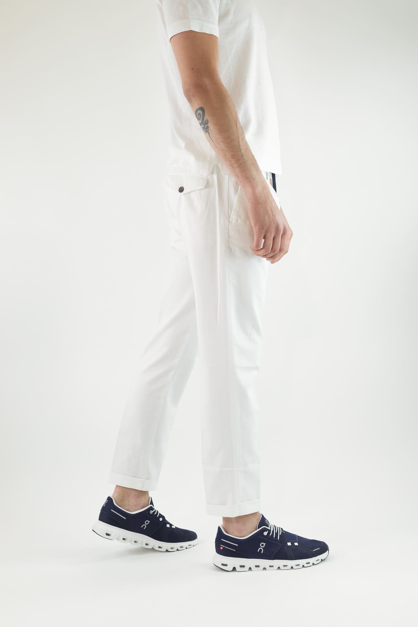 HANDPICKED Pantaloni Coulisse Cotone Bianco