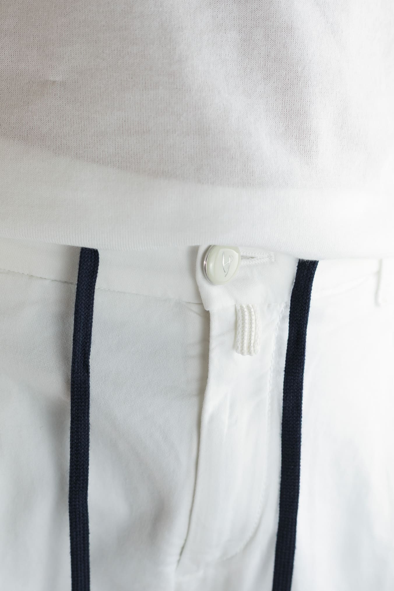 HANDPICKED Pantaloni Coulisse Cotone Bianco