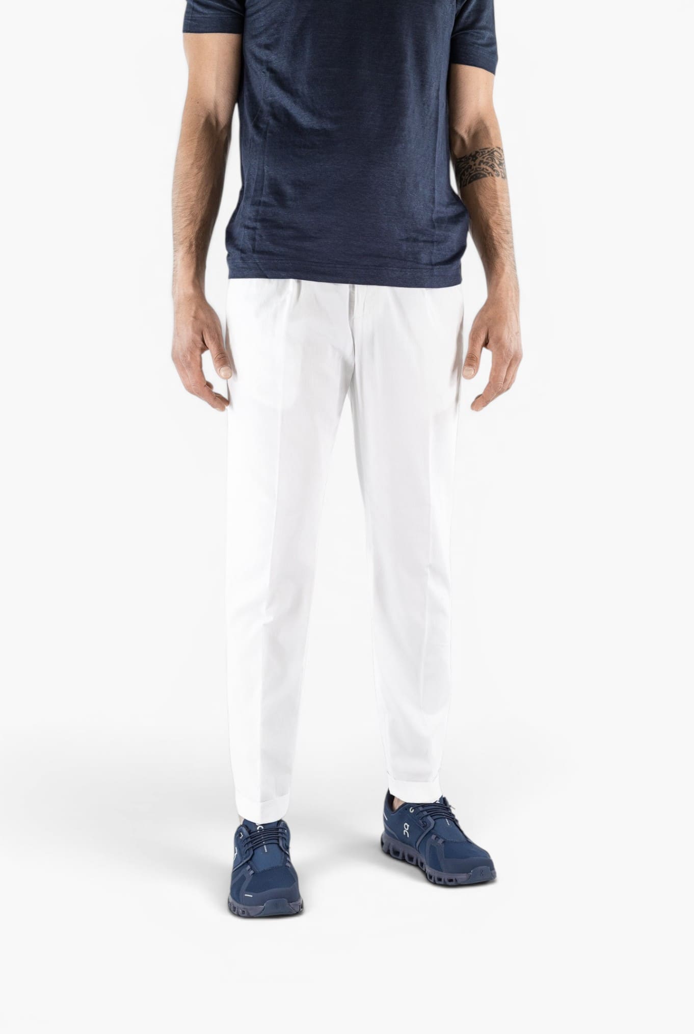 HINDUSTRIE Pantaloni Micro Spigato Cotone Bianco