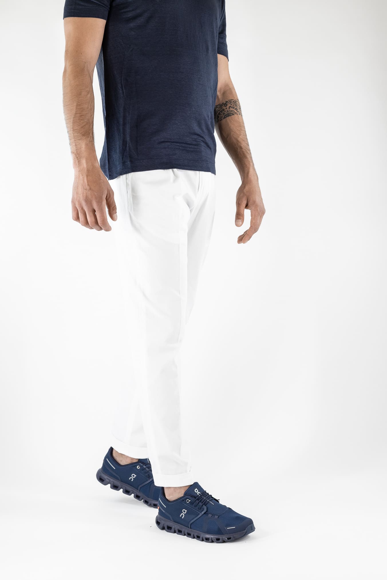 HINDUSTRIE Pantaloni Micro Spigato Cotone Bianco