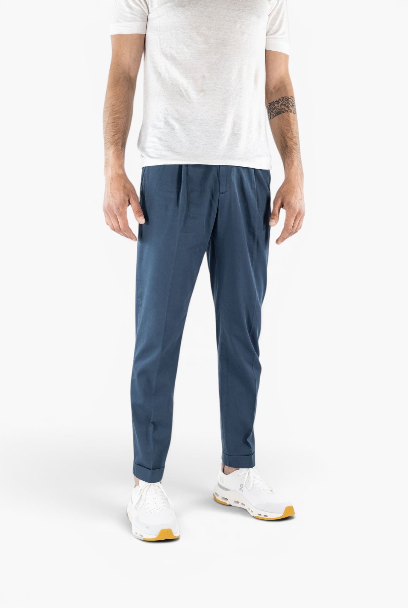 HINDUSTRIE Pantaloni Micro Spigato Cotone Blu